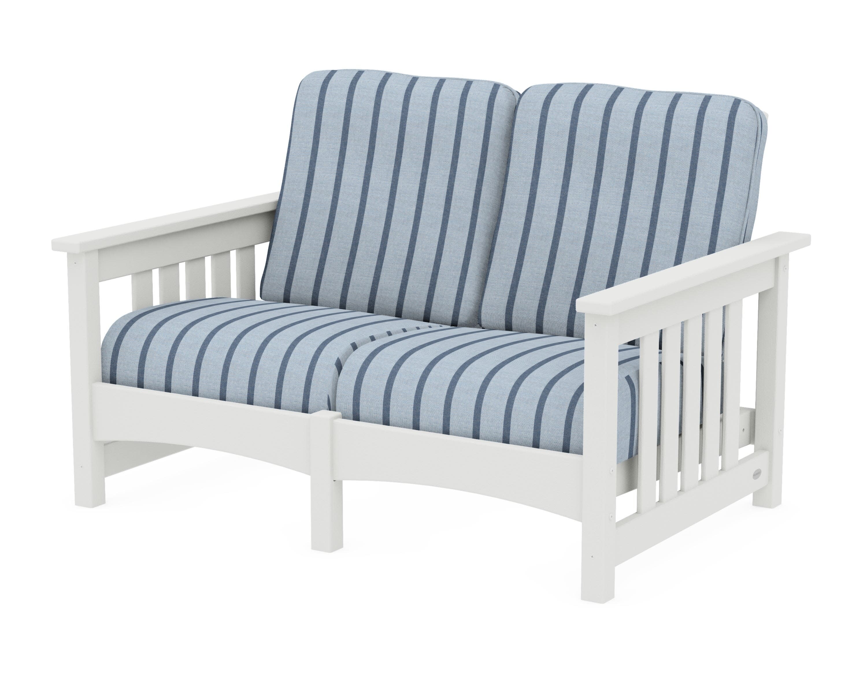 Club Mission Loveseat in Vintage White / Unwind Sky