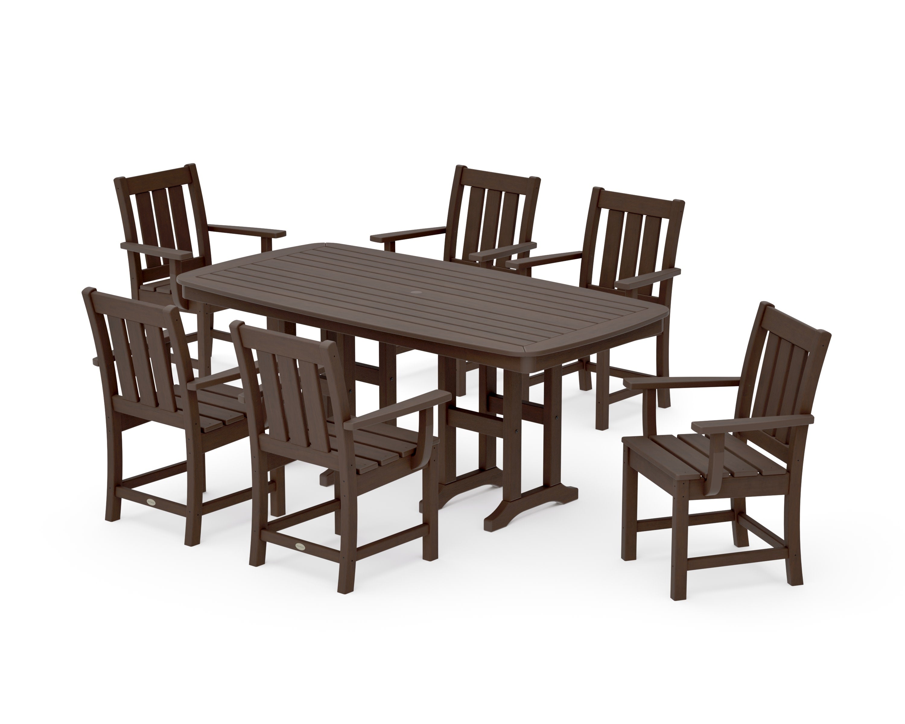 Oxford Arm Chair 7-Piece Dining Set in Kona