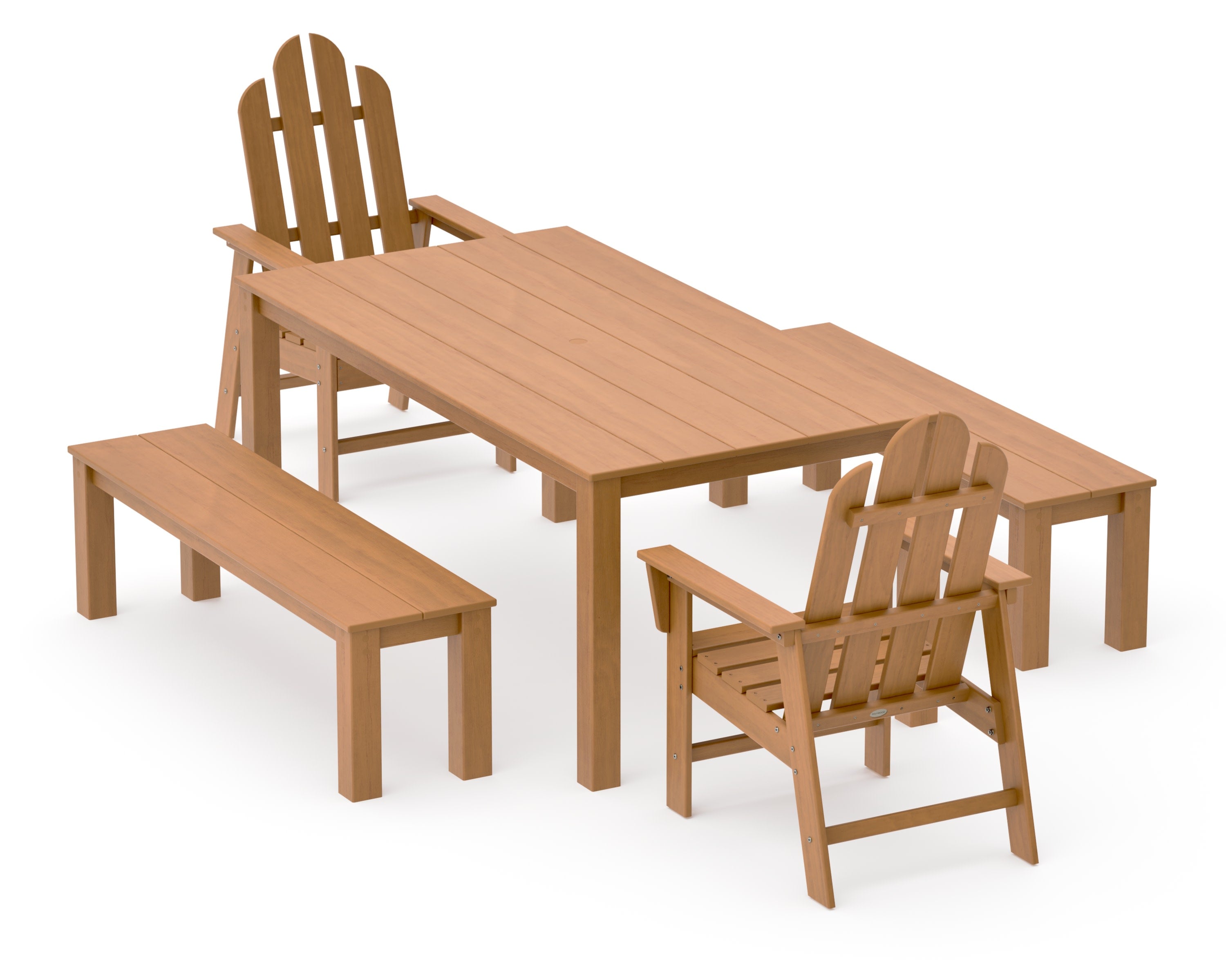 Long Island 5-Piece Parsons Dining Set with Benches in Natural