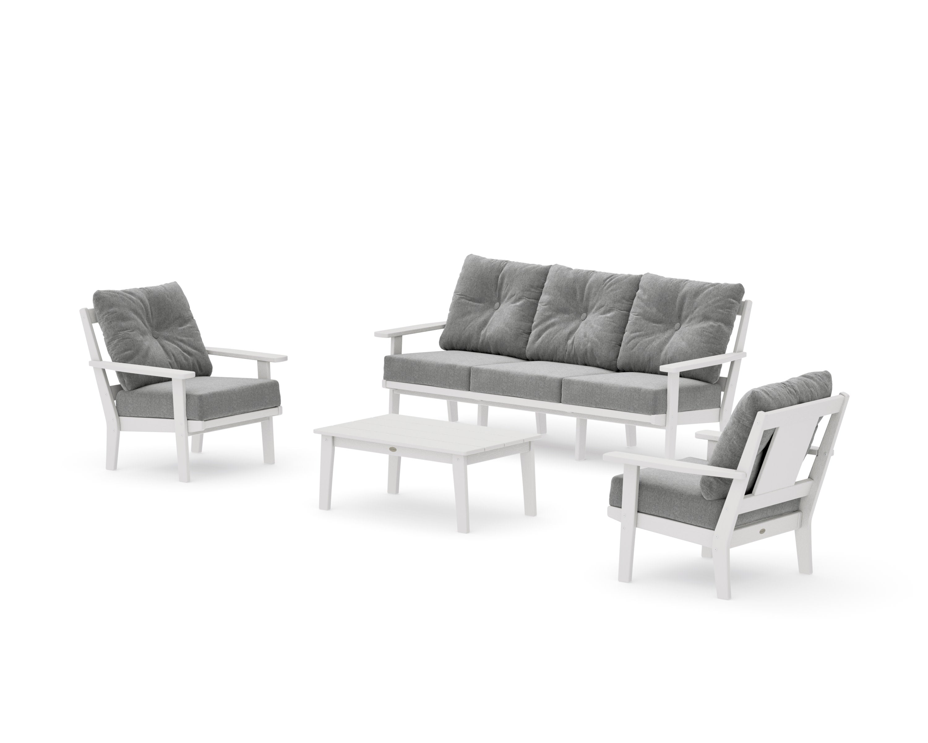 Prairie 4-Piece Deep Seating Set with Sofa in Vintage White / Grey Mist