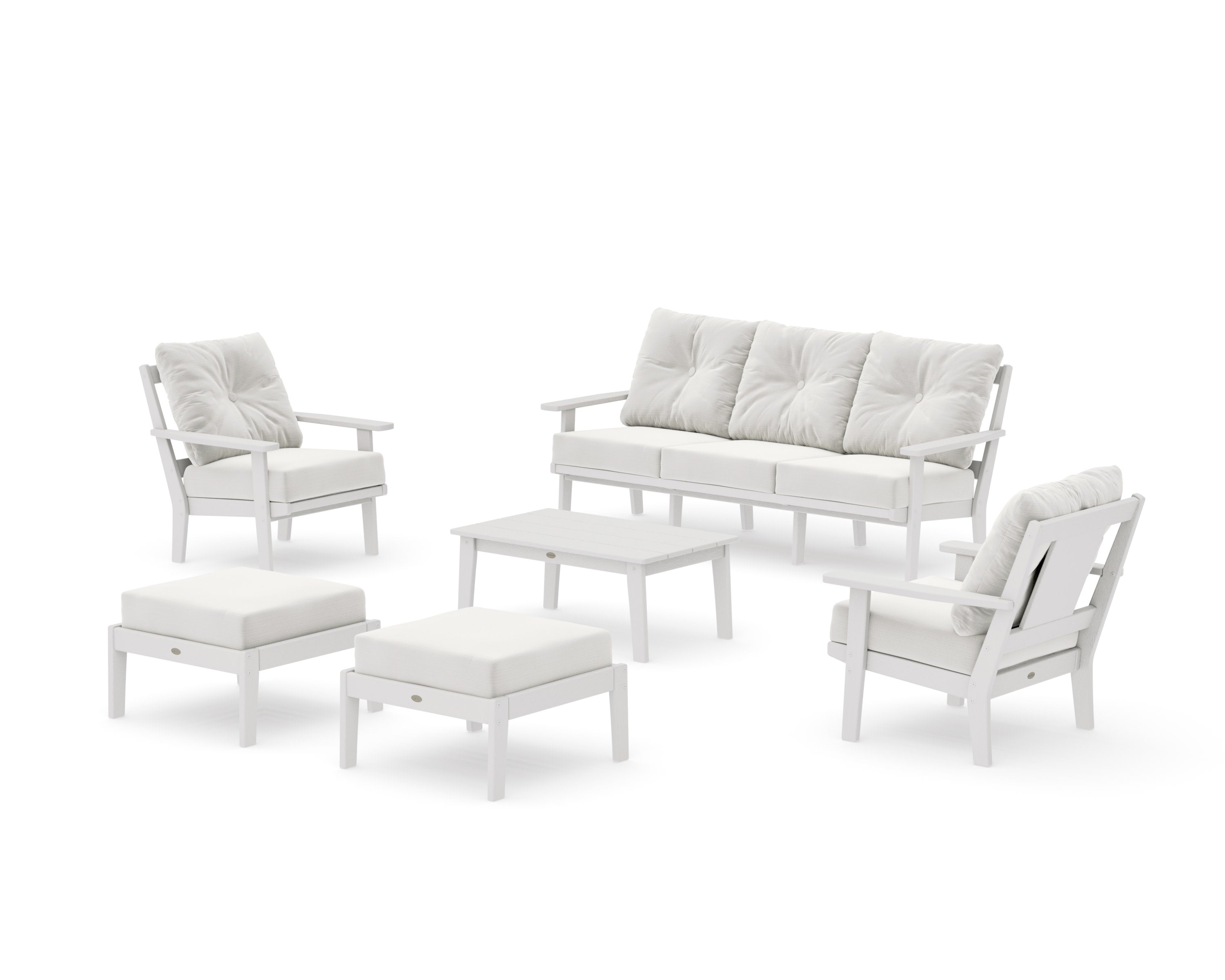 Prairie 6-Piece Lounge Sofa Set in Vintage White / Natural Linen
