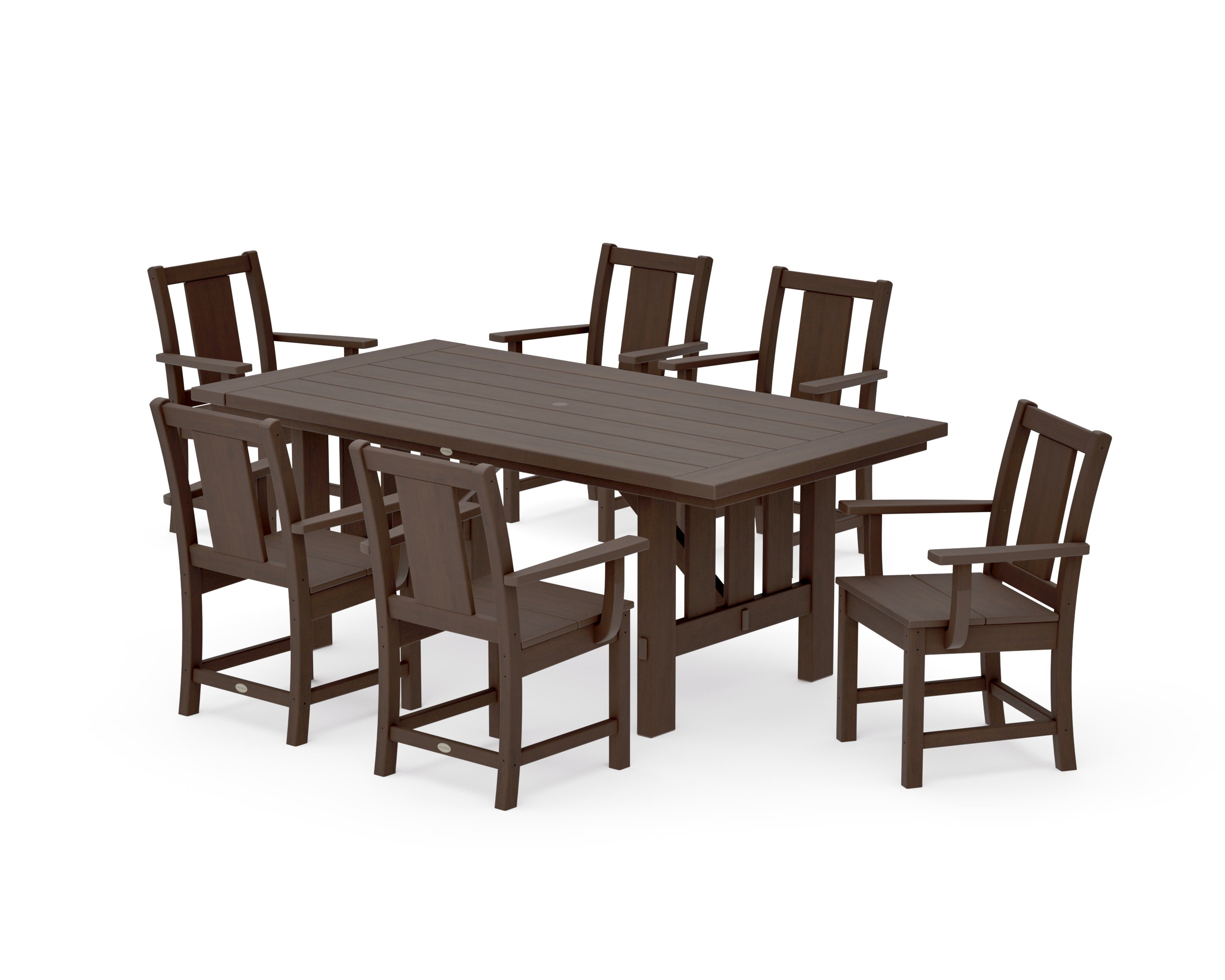 Prairie Arm Chair 7-Piece Mission Dining Set in Kona