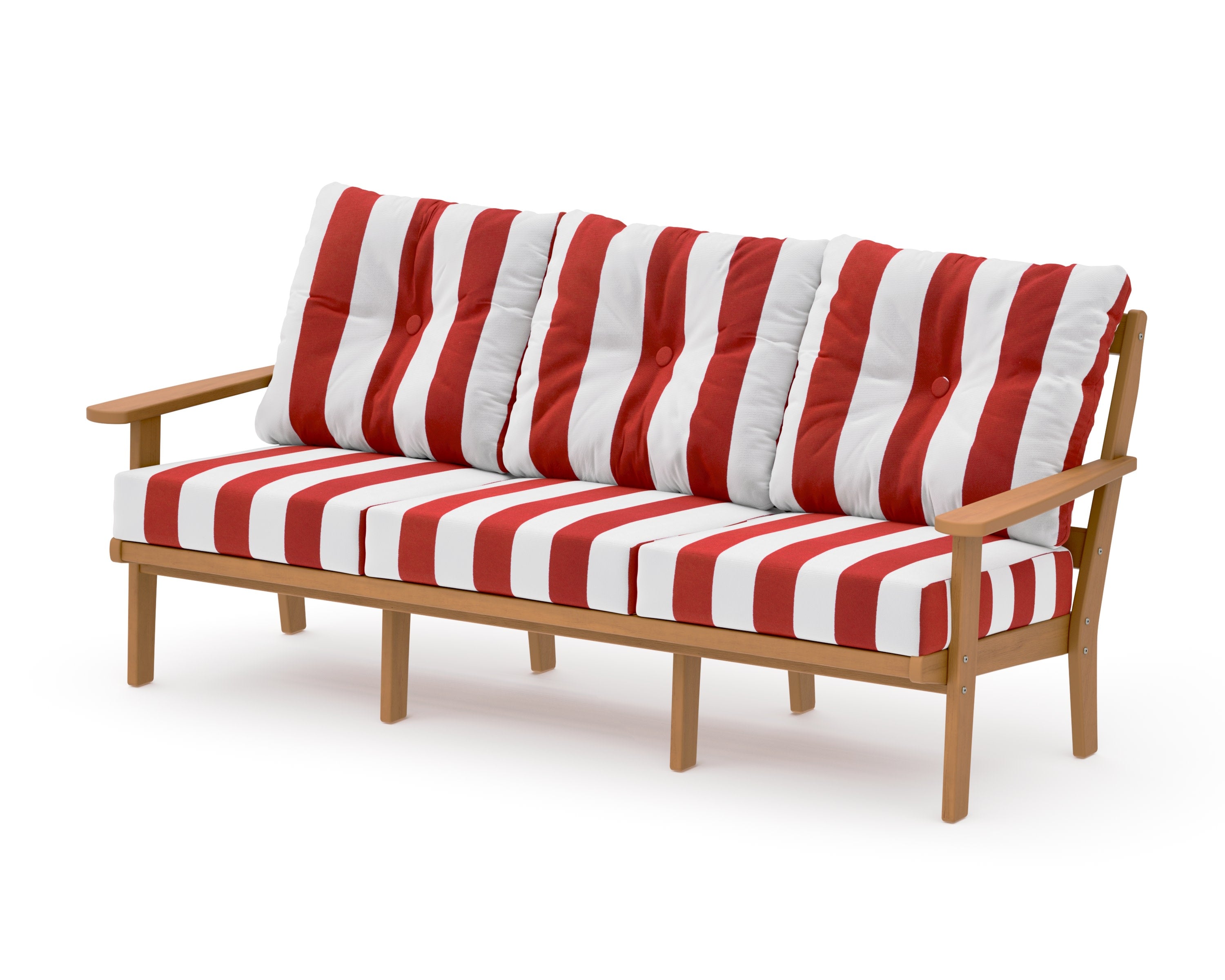 Mission Deep Seating Sofa in Natural / Cabana Stripe Crimson