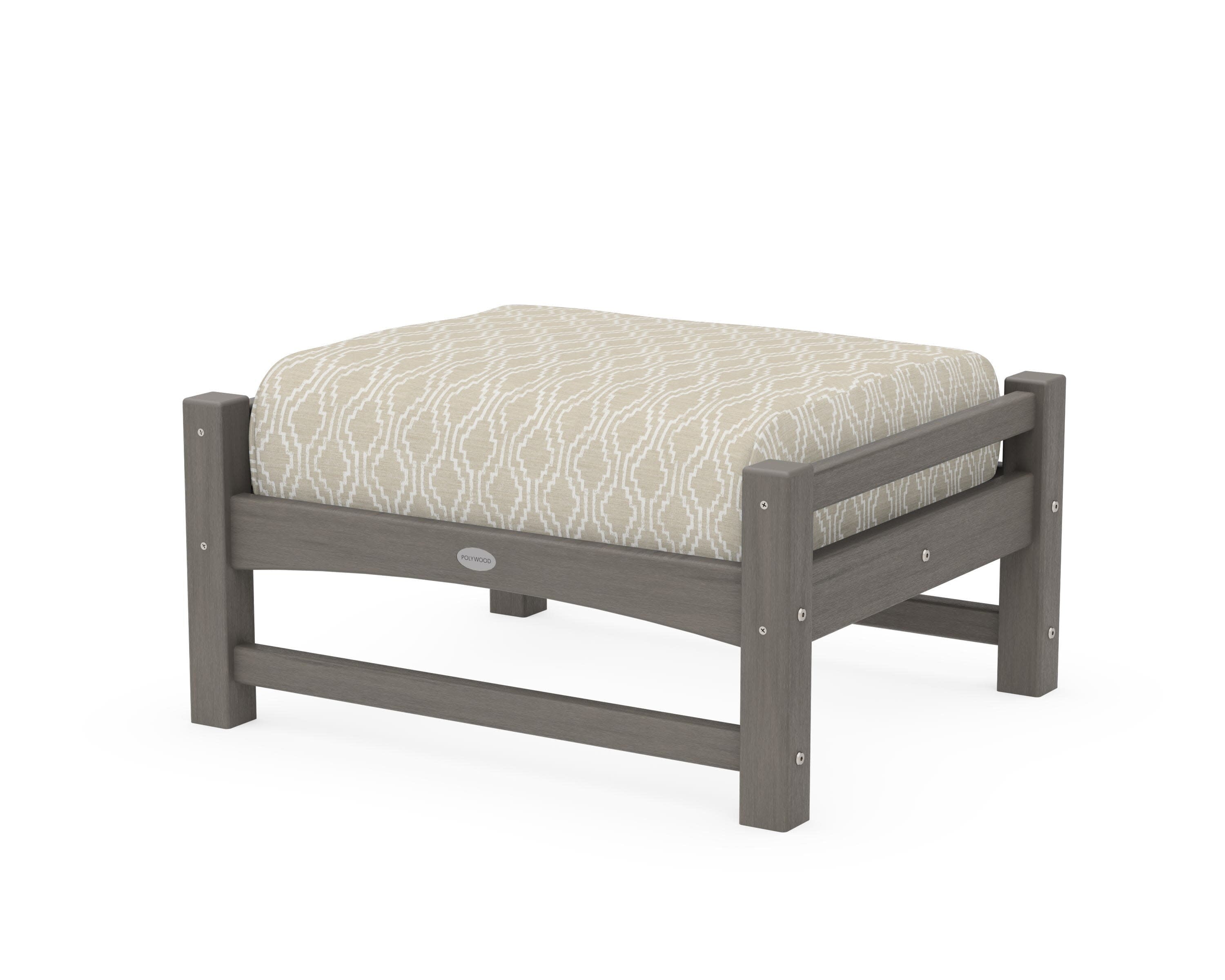 Club Ottoman in Driftwood / Solve Linen