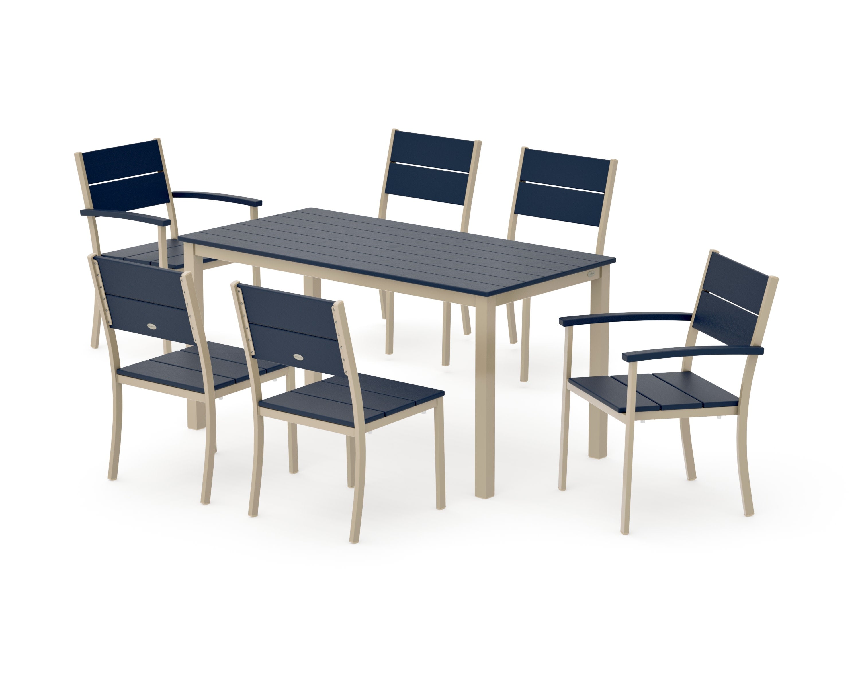 Main Street 7-Piece Dining Set in Sand / Navy