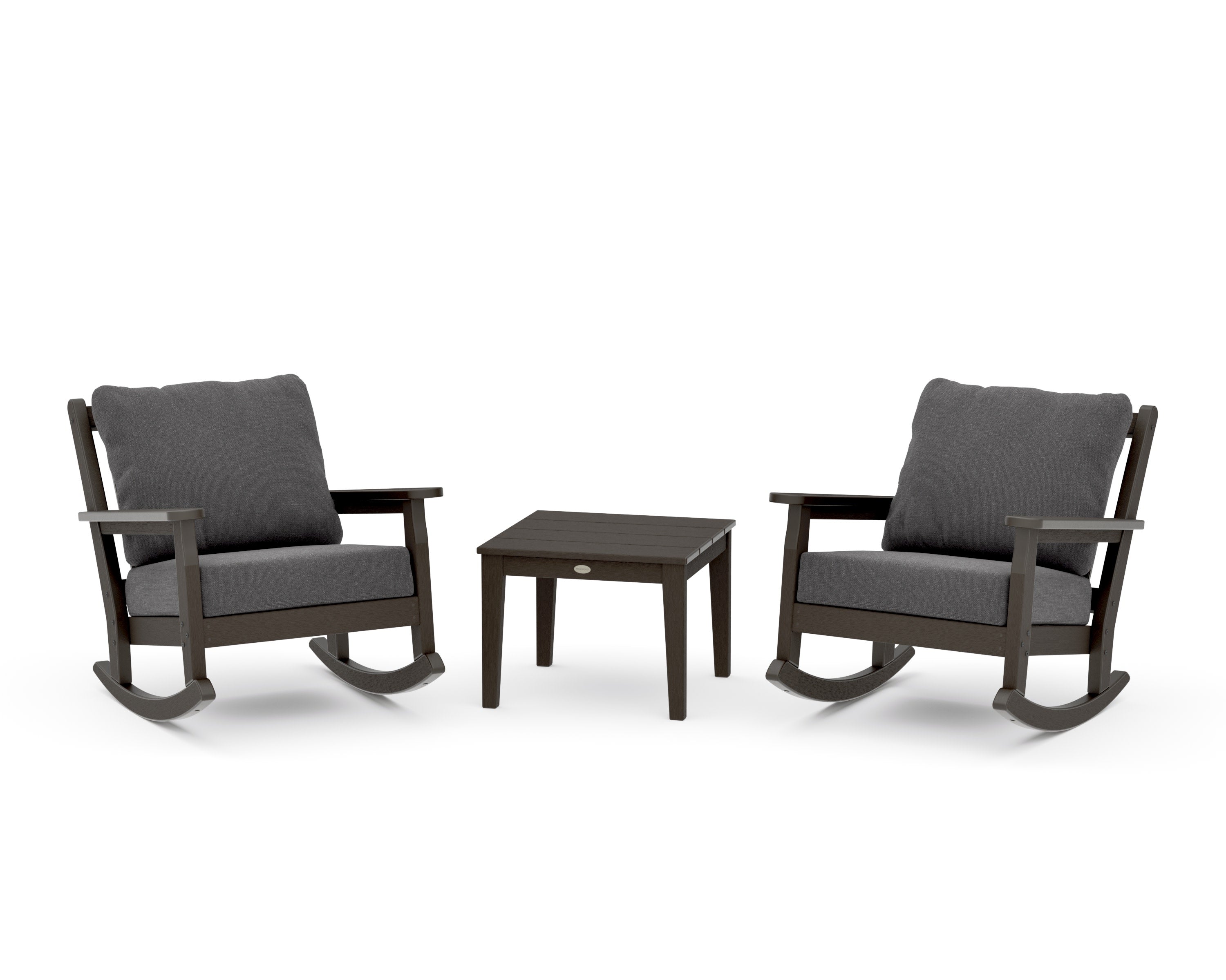 Chippendale 3-Piece Deep Seating Rocker Set in Vintage Coffee / Ash Charcoal