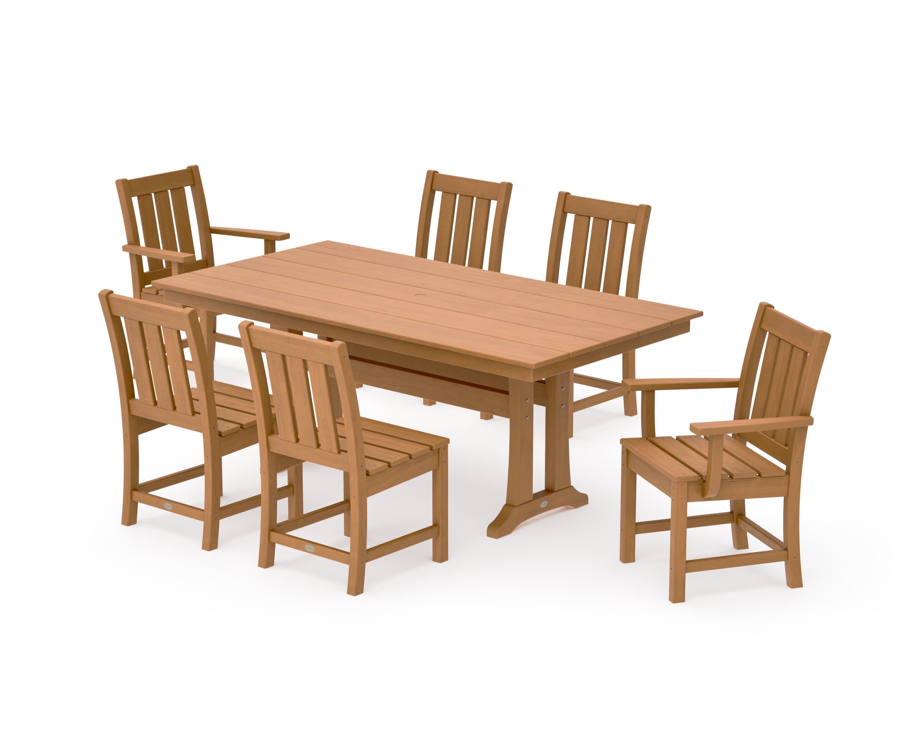 Oxford 7-Piece Farmhouse Dining Set with Trestle Legs in Natural
