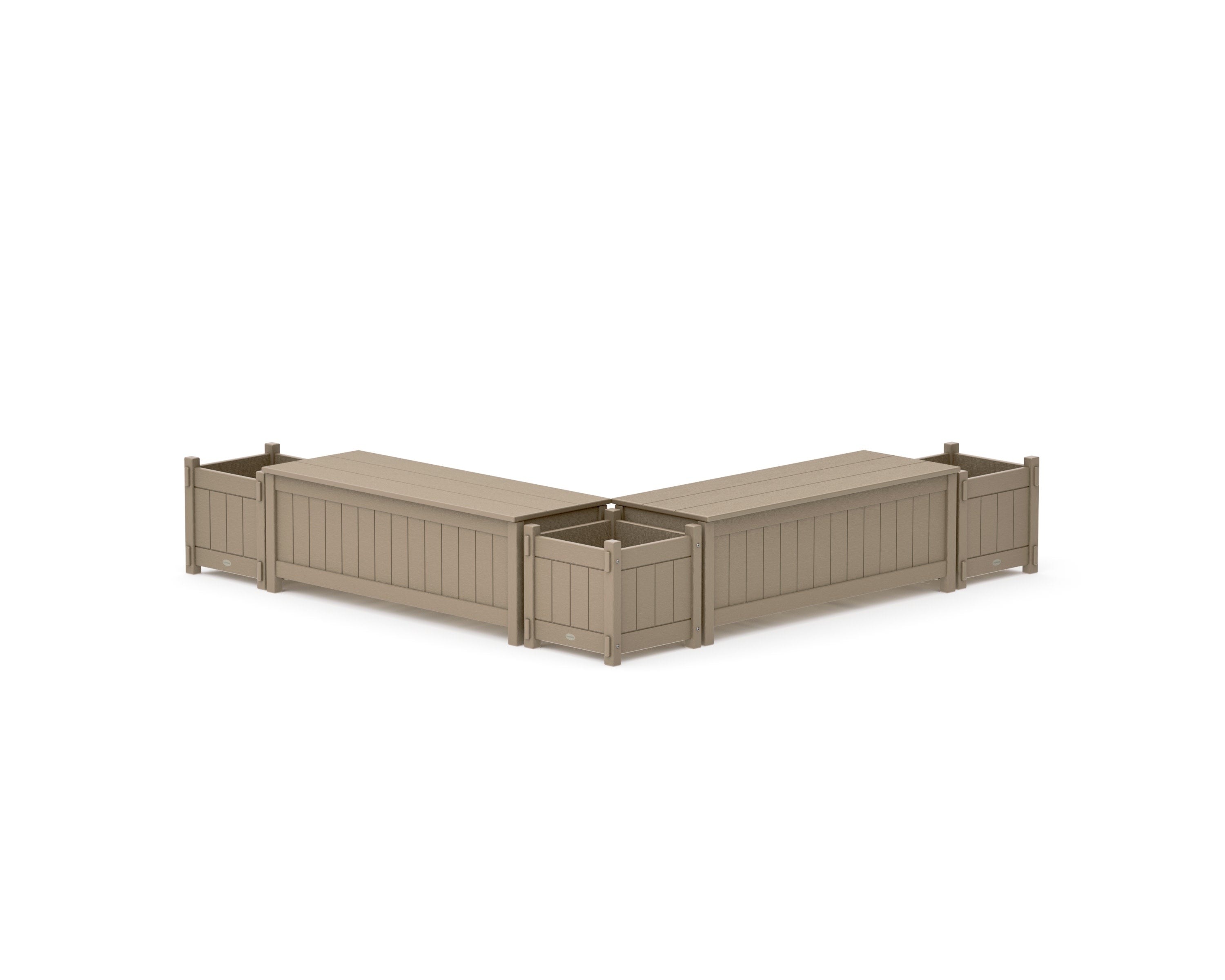 48" Vineyard L- Shaped Planter Storage Bench Corner Set in Vintage Sahara