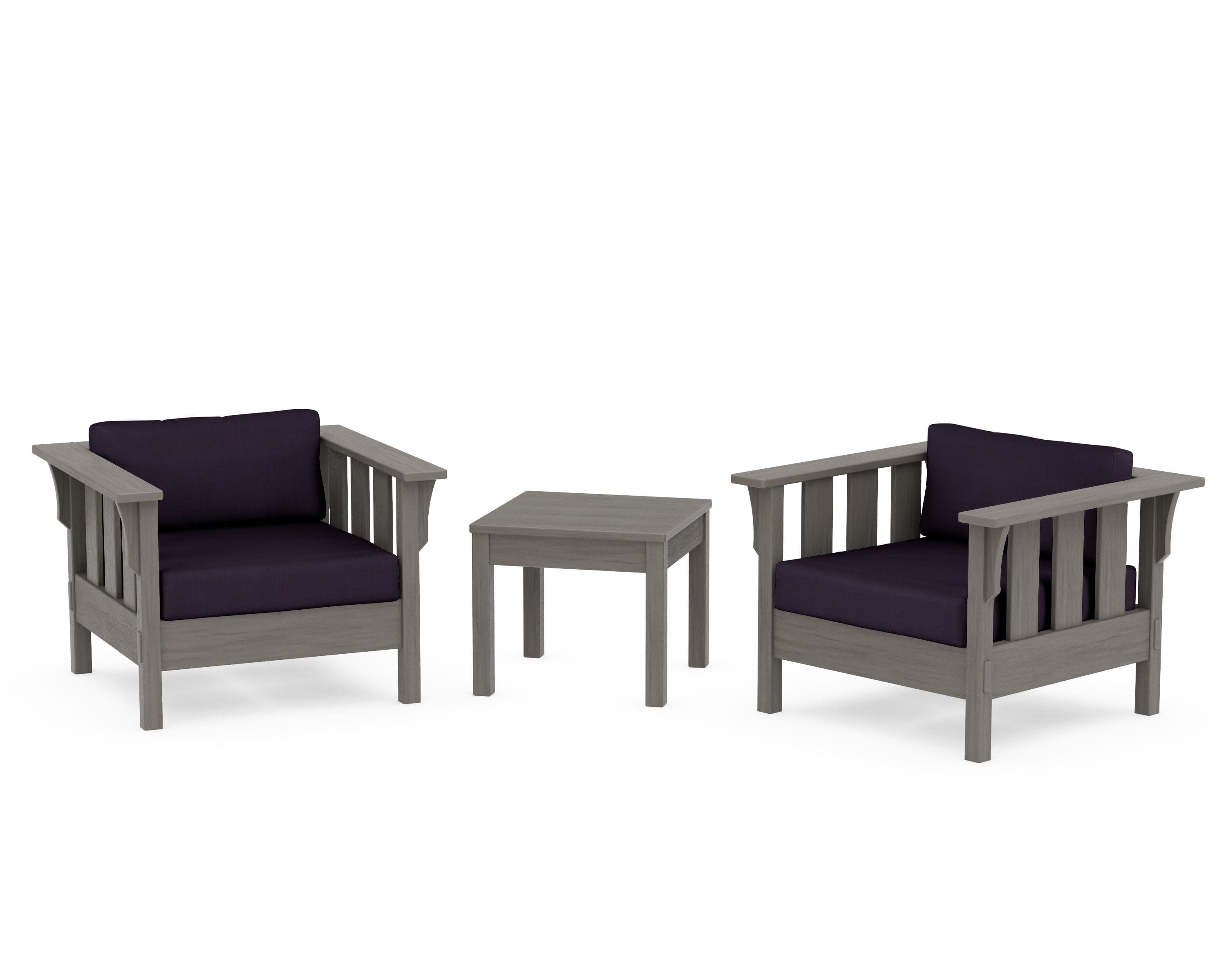 Acadia 3-Piece Deep Seating Set in Driftwood / Navy Linen