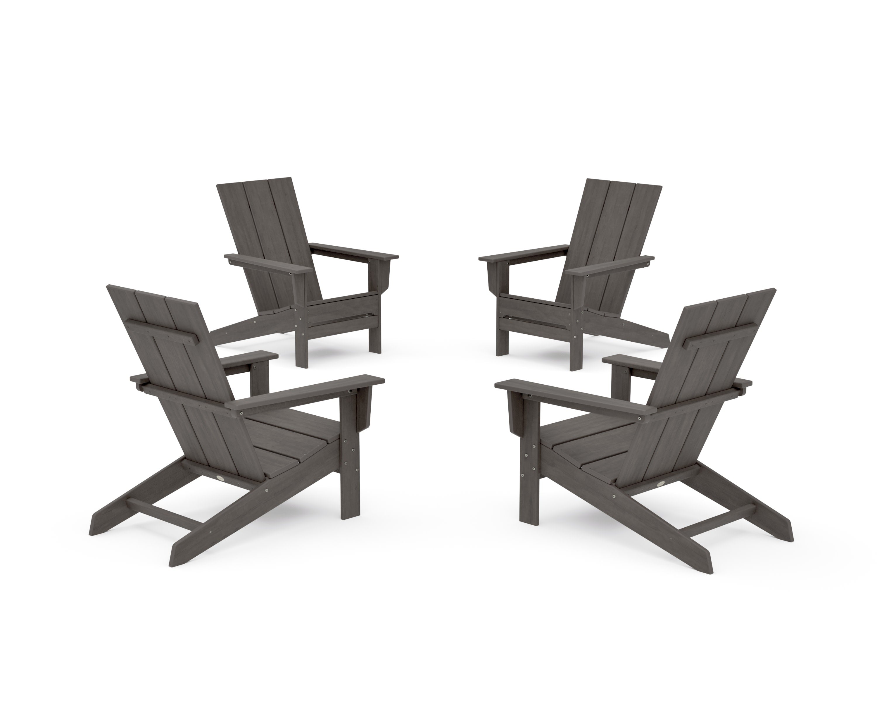 4-Piece Modern Studio Adirondack Chair Conversation Set in Driftwood
