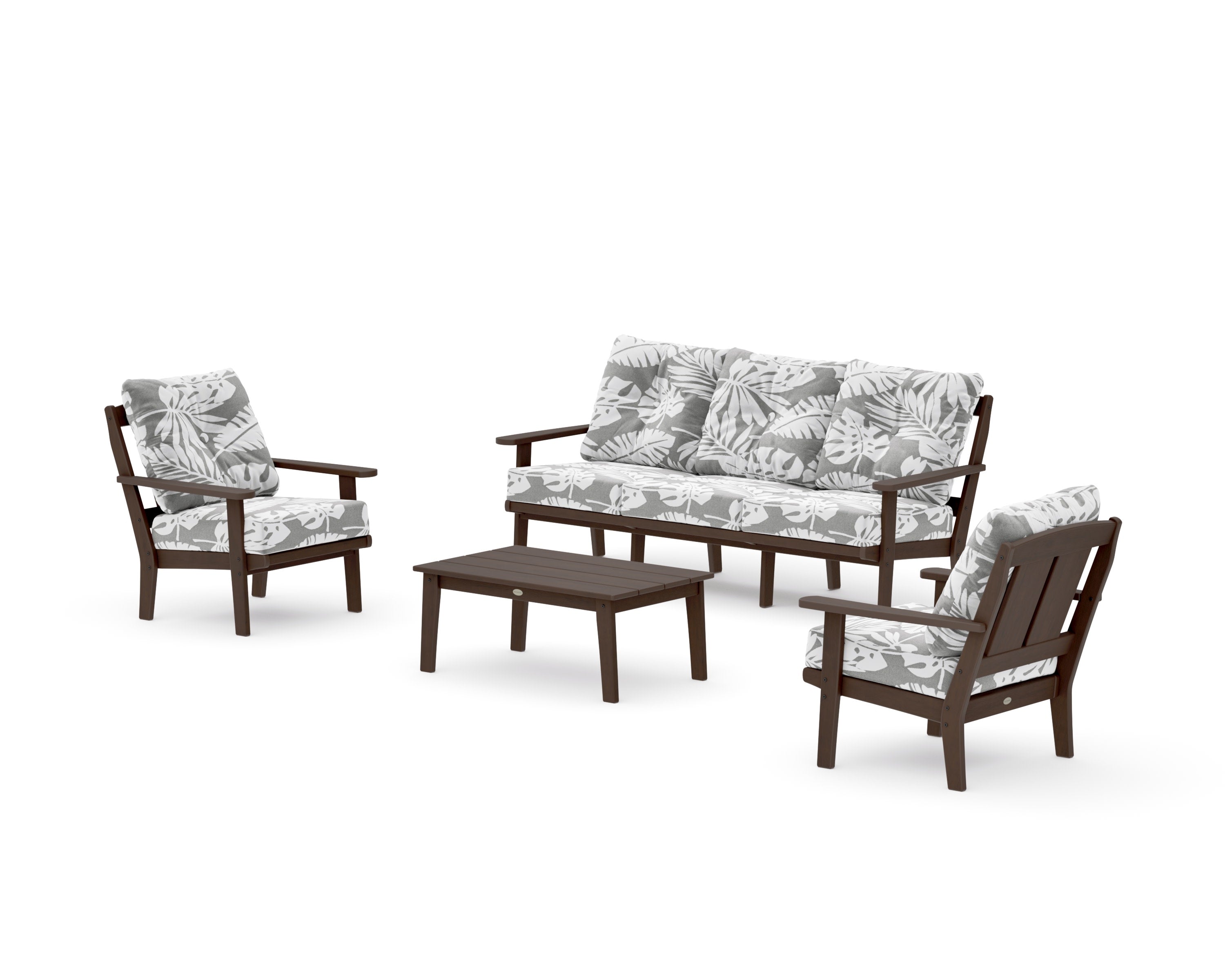 Mission 4-Piece Deep Seating Set with Sofa in Kona / Leaf Grey Mist