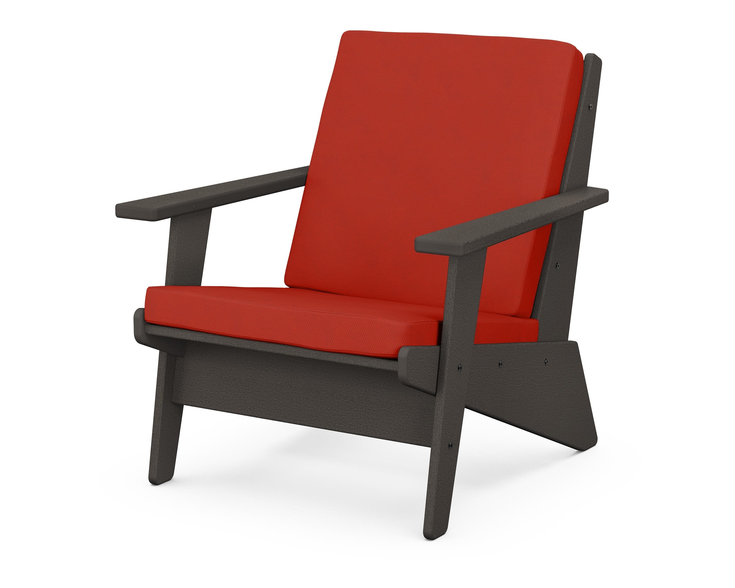 Riviera Modern Lounge Chair in Vintage Coffee / Canvas Jockey Red