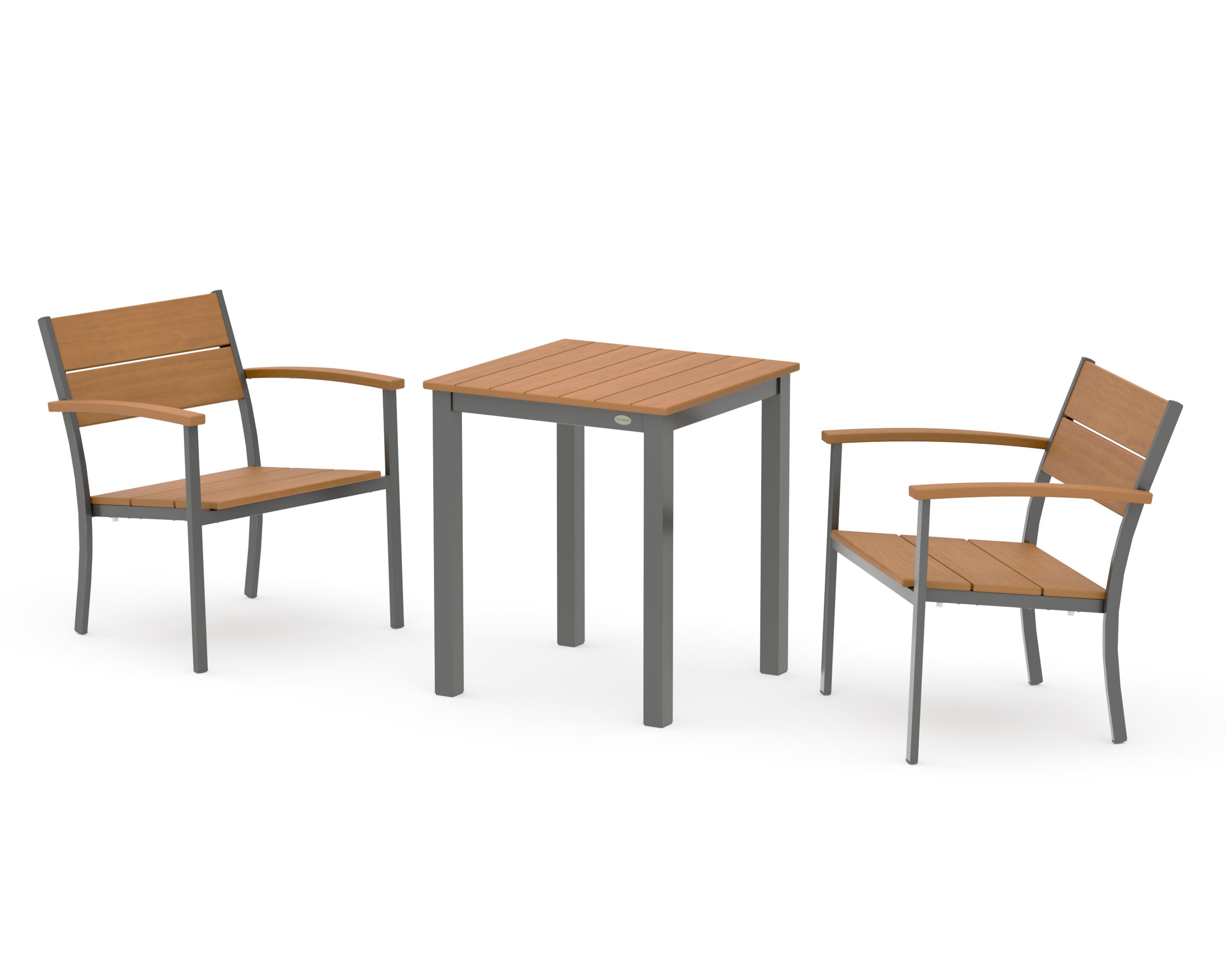 Main Street 3-Piece Square Dining Set in Charcoal / Natural