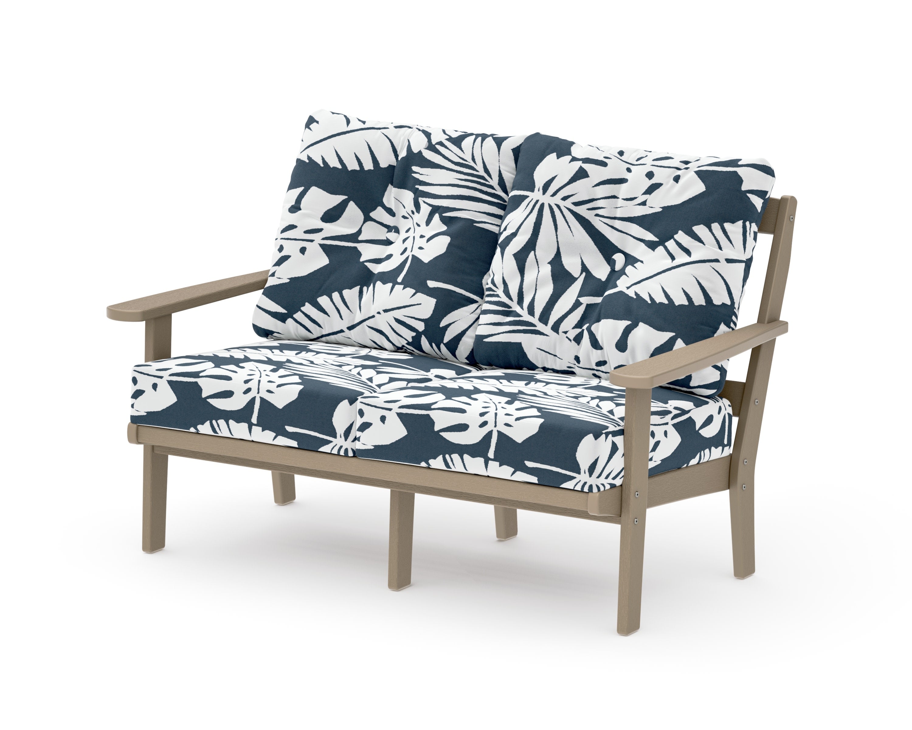 Mission Deep SeatingLoveseat in Vintage Sahara / Leaf Marine Indigo