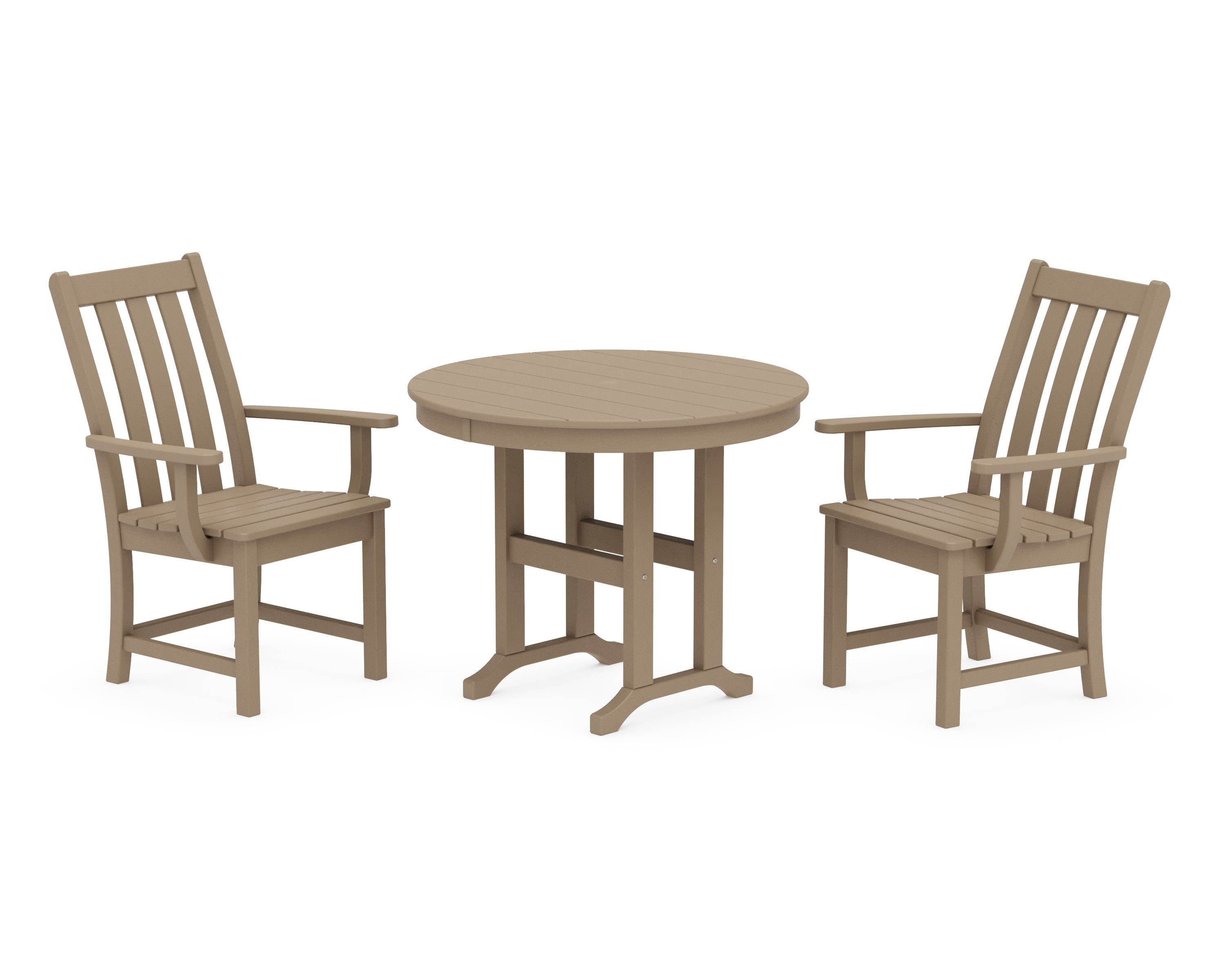 Vineyard 3-Piece Round Dining Set in Vintage Sahara