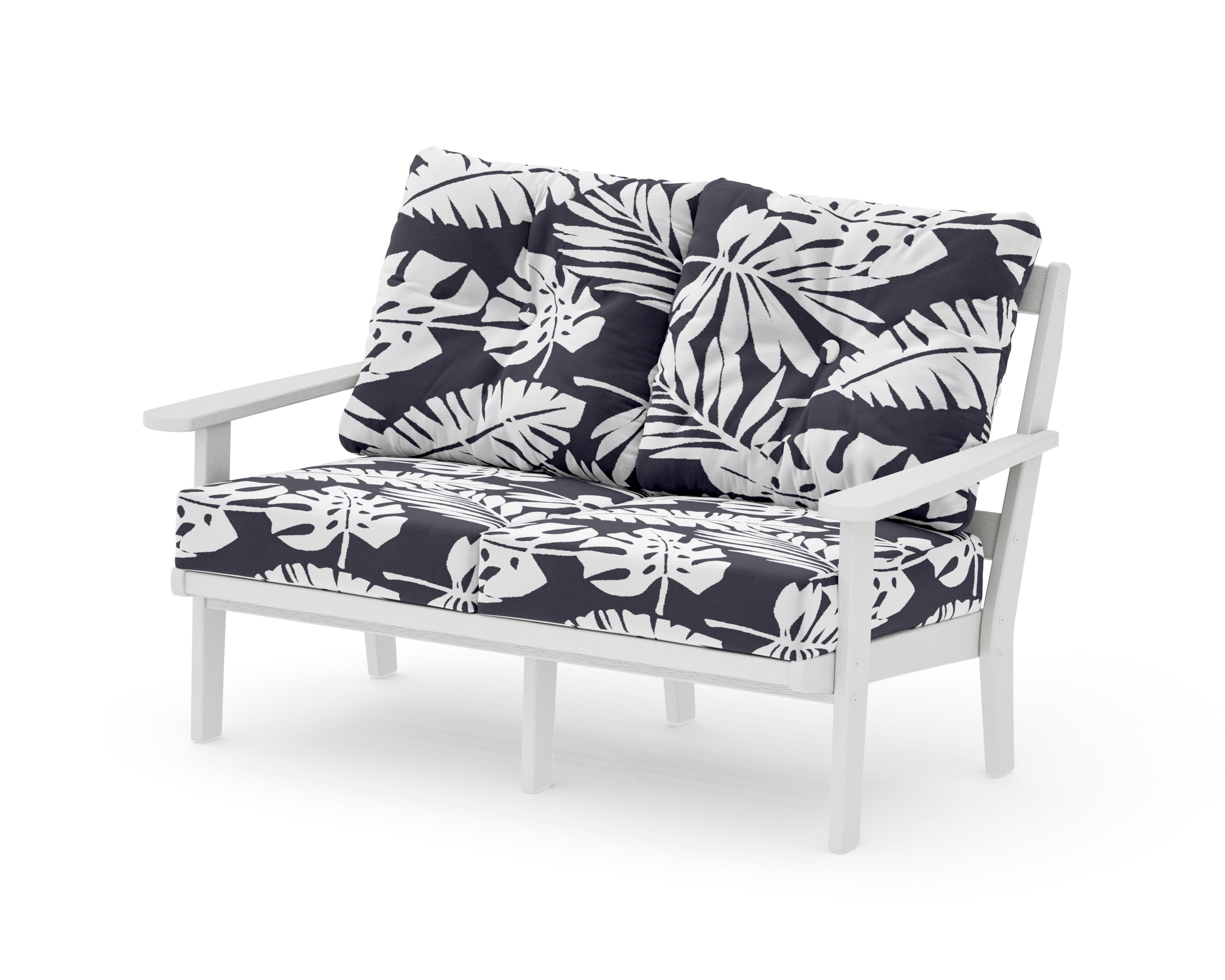 Mission Deep SeatingLoveseat in Vintage White / Leaf Navy