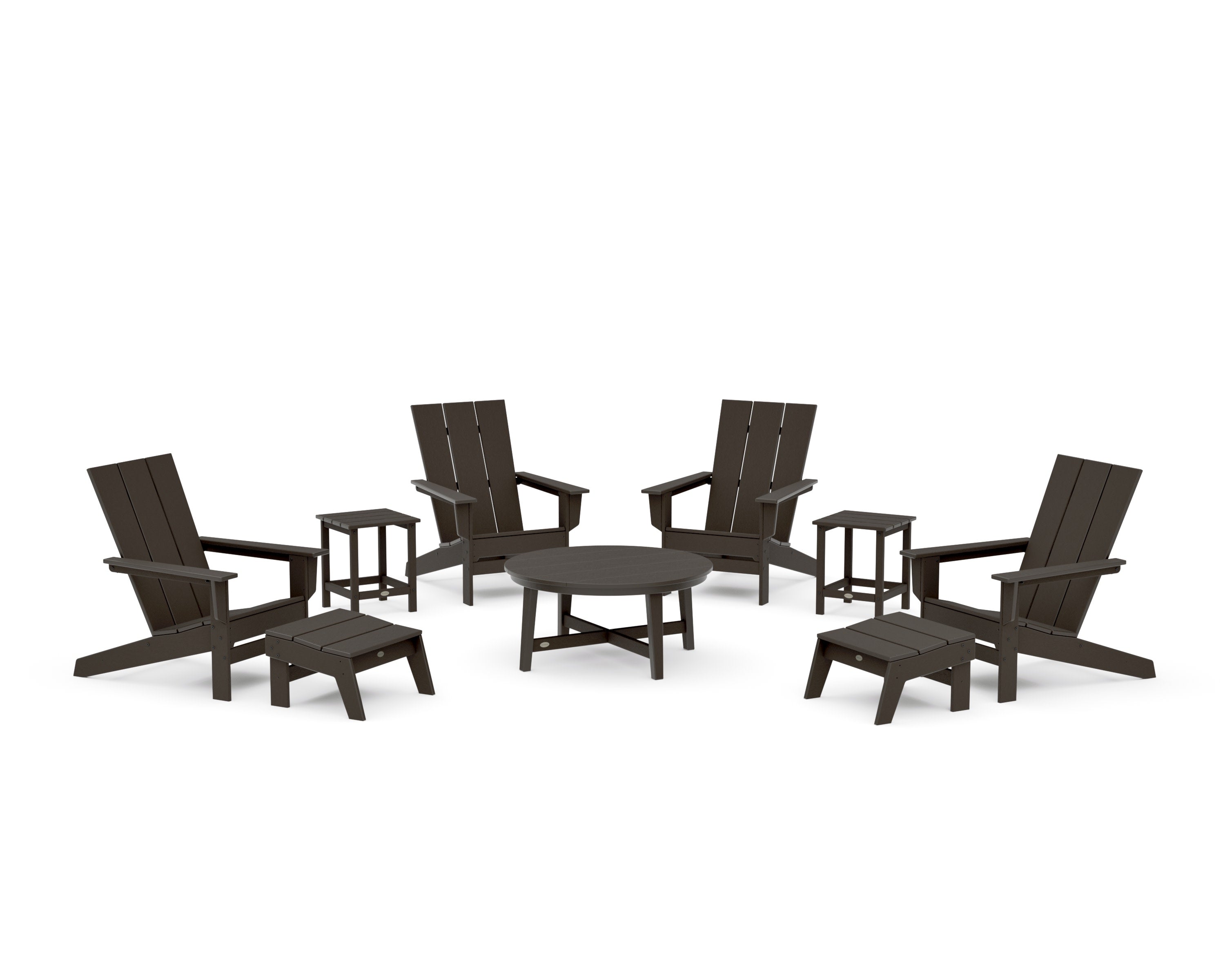 Modern Studio Adirondack 9-Piece Conversation Set in Vintage Coffee