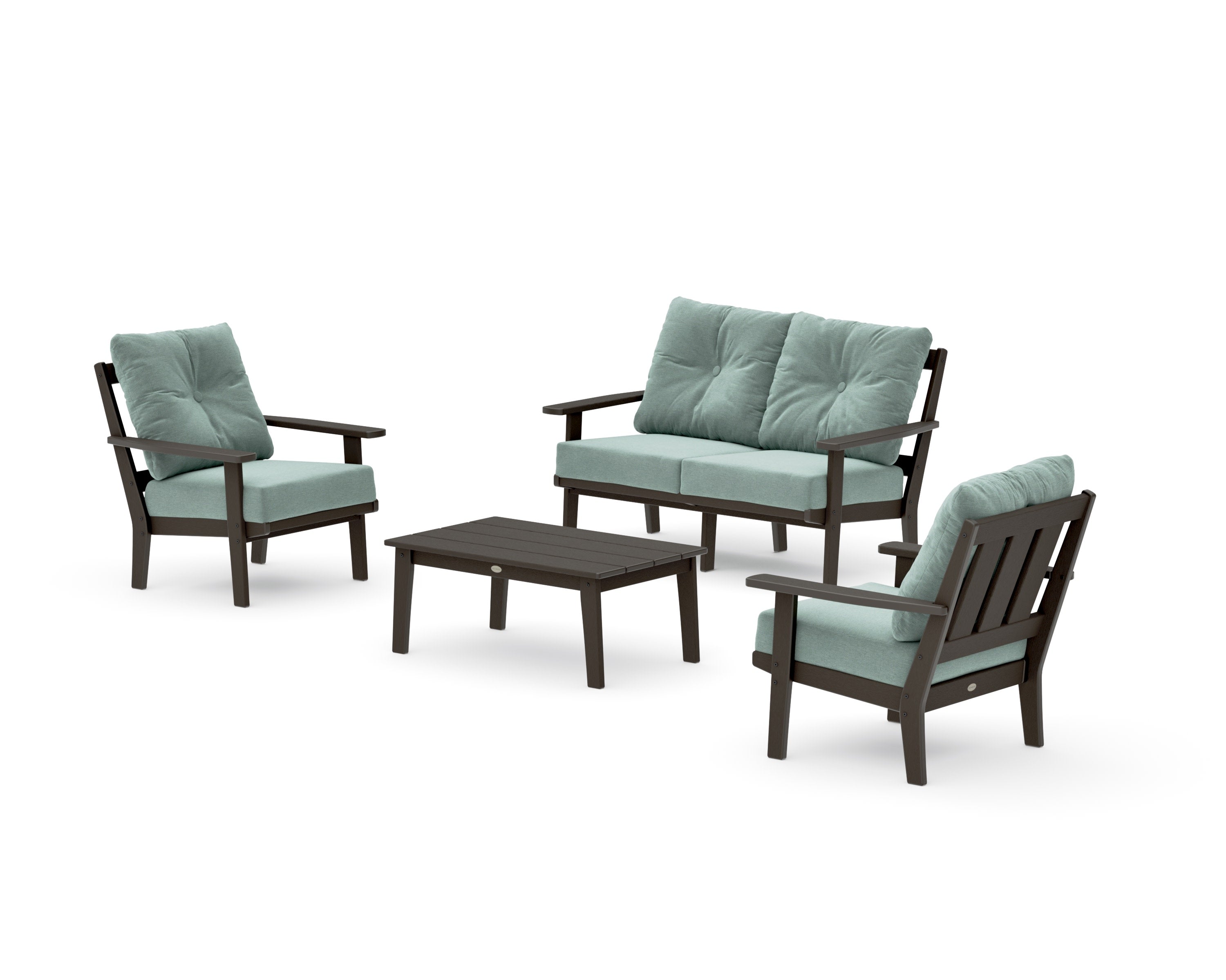 Oxford 4-Piece Deep Seating Set with Loveseat in Vintage Coffee / Glacier Spa