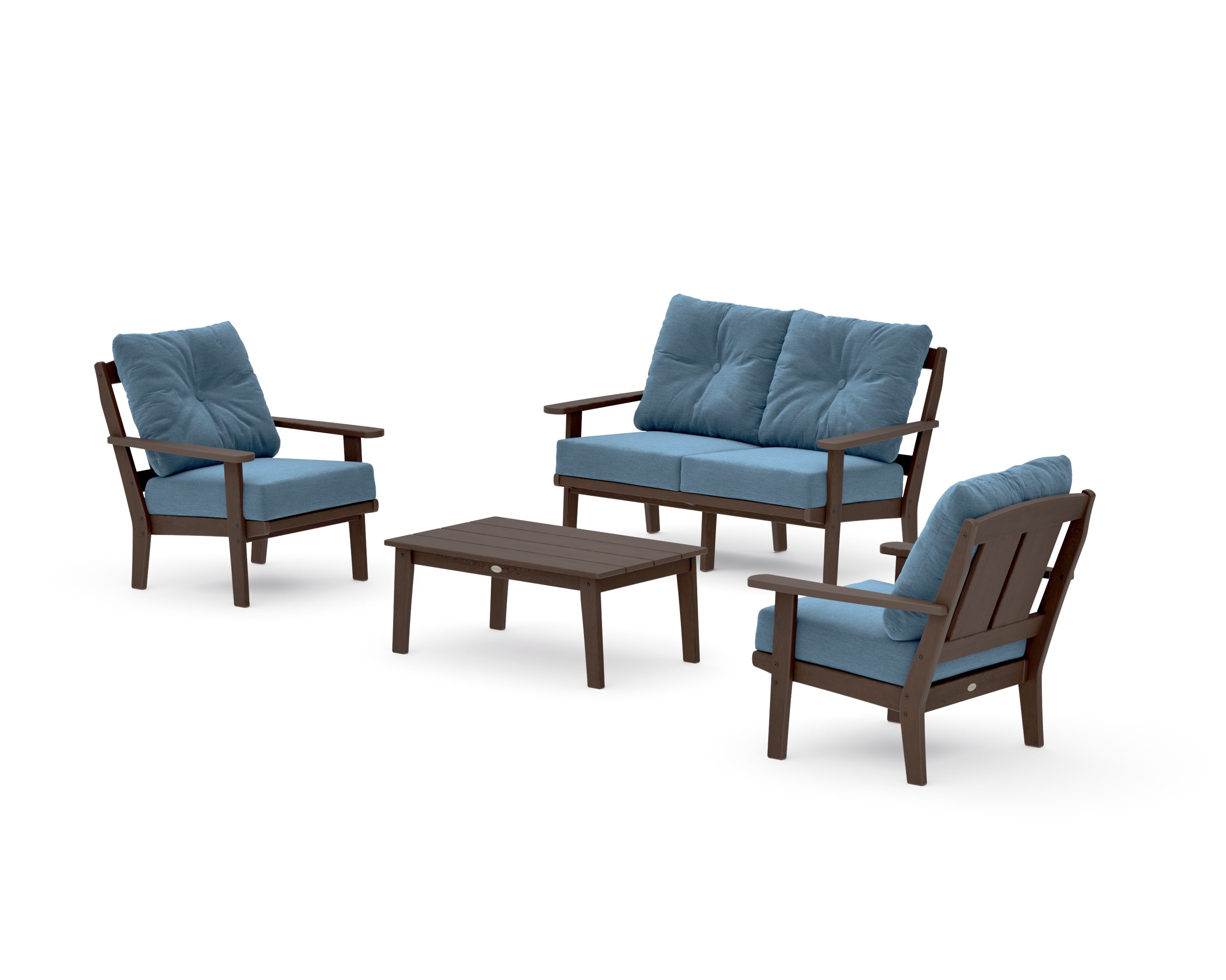 Mission 4-Piece Deep Seating Set with Loveseat in Kona / Sky Blue
