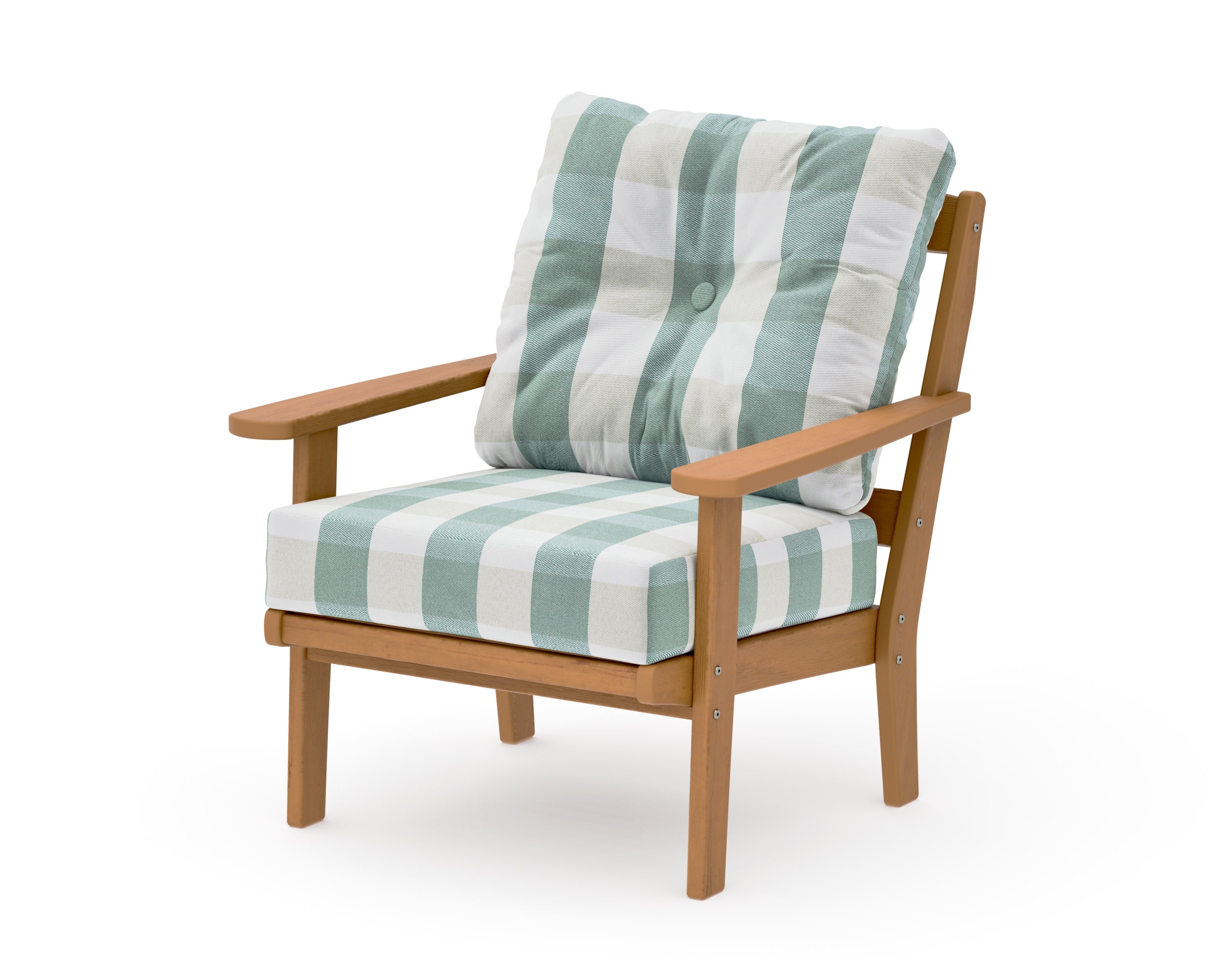 Mission Deep Seating Chair in Natural / Buffalo Plaid Glacier Spa