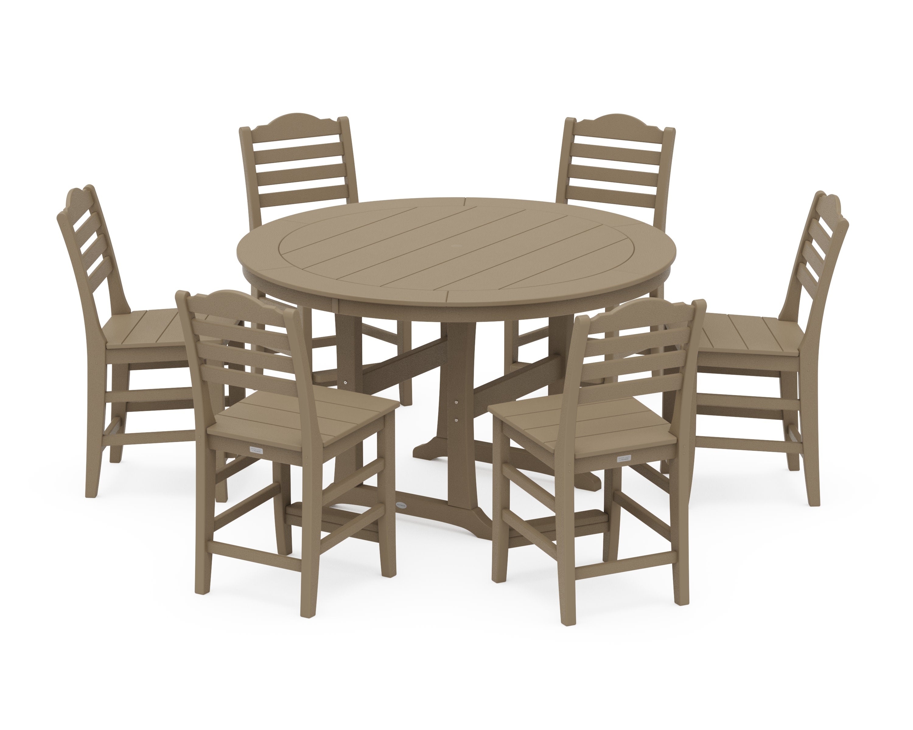 Savannah 7-Piece Side Chair Round Counter Set in Vintage Sahara