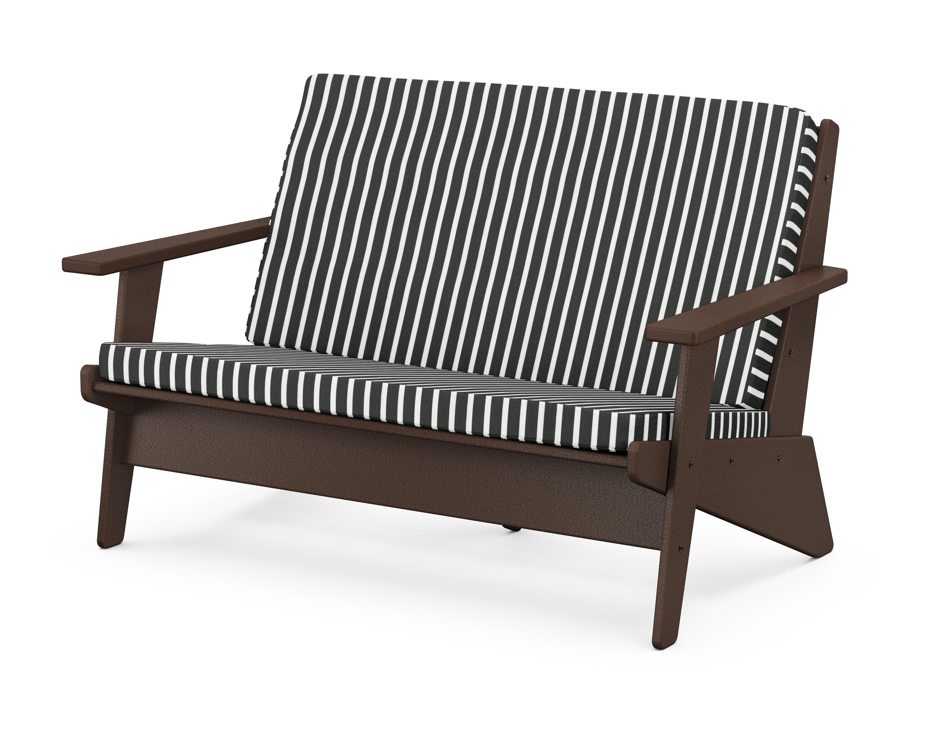 Riviera Modern Lounge Loveseat in Mahogany / Shore Classic