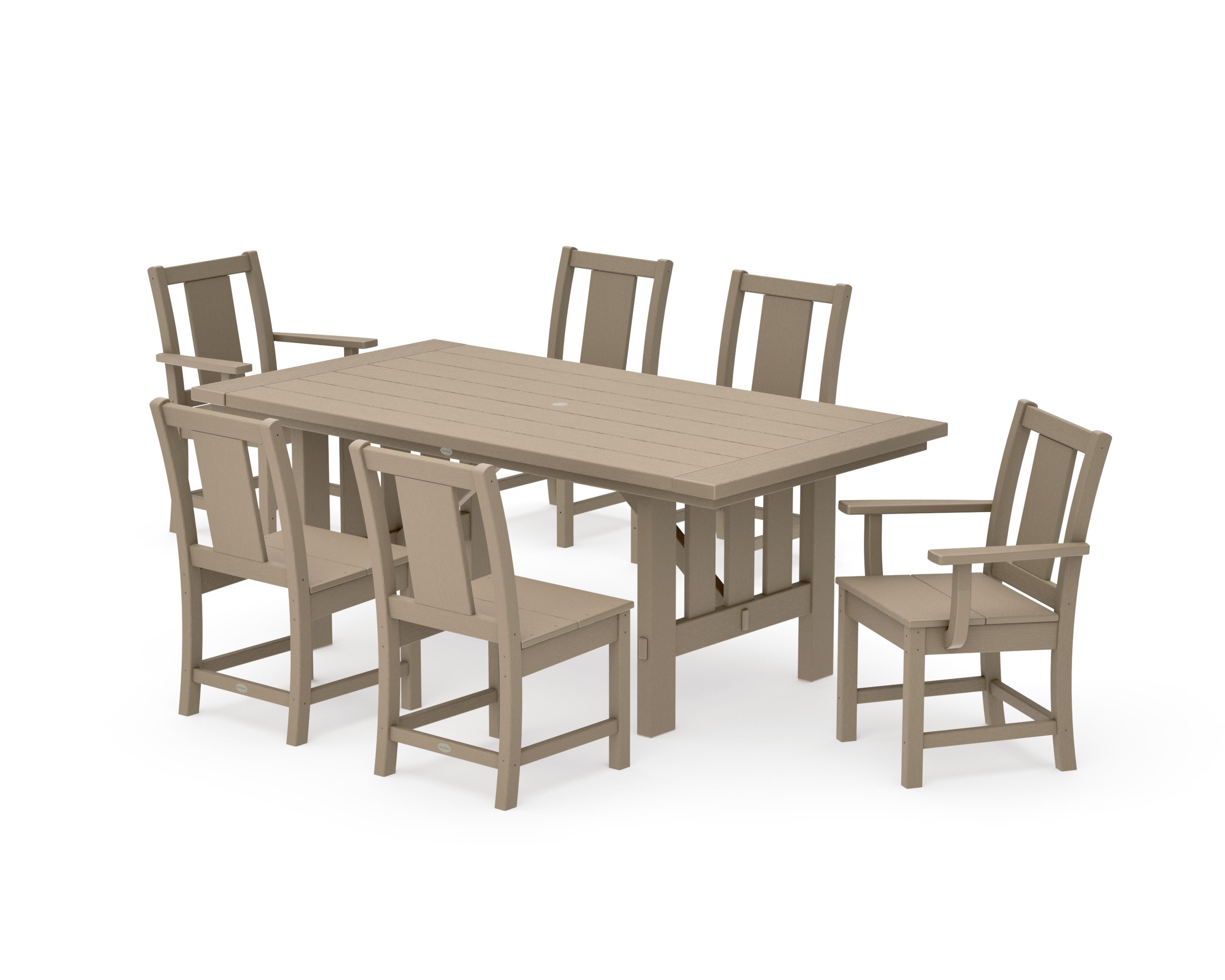 Prairie 7-Piece Dining Set with Mission Table in Vintage Sahara