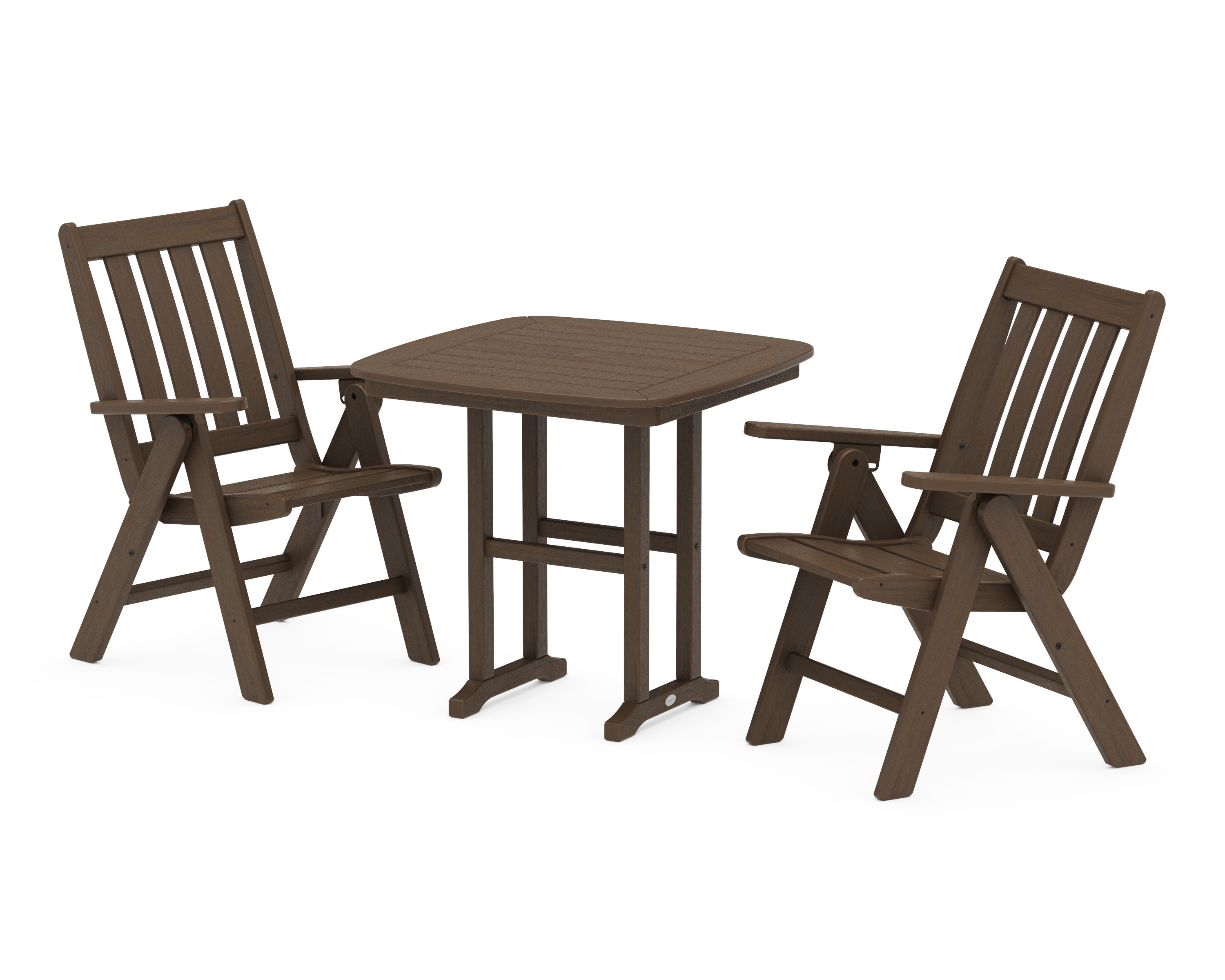Vineyard Folding Chair 3-Piece Dining Set in Kona