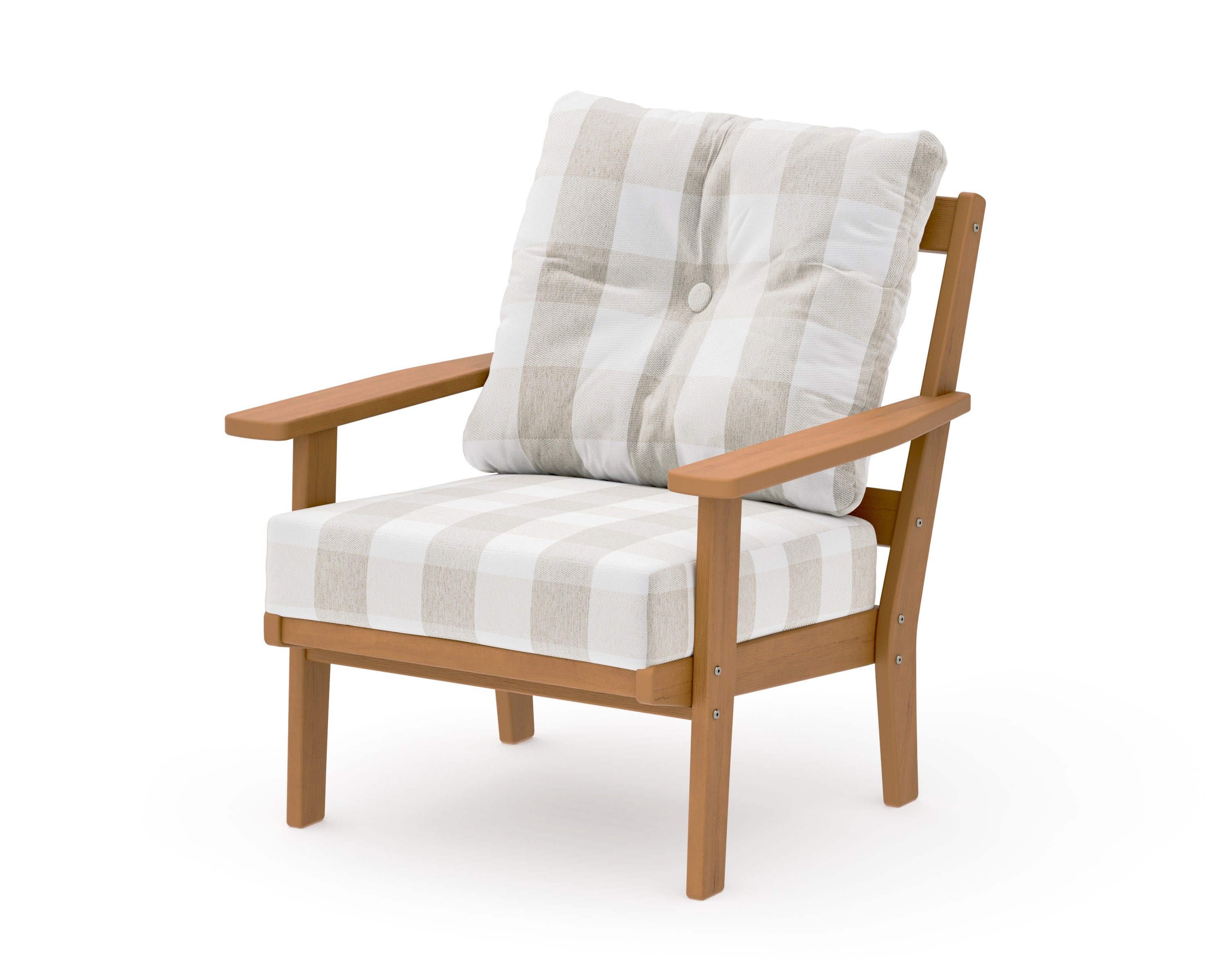 Oxford Deep Seating Chair in Natural / Buffalo Plaid Dune Burlap