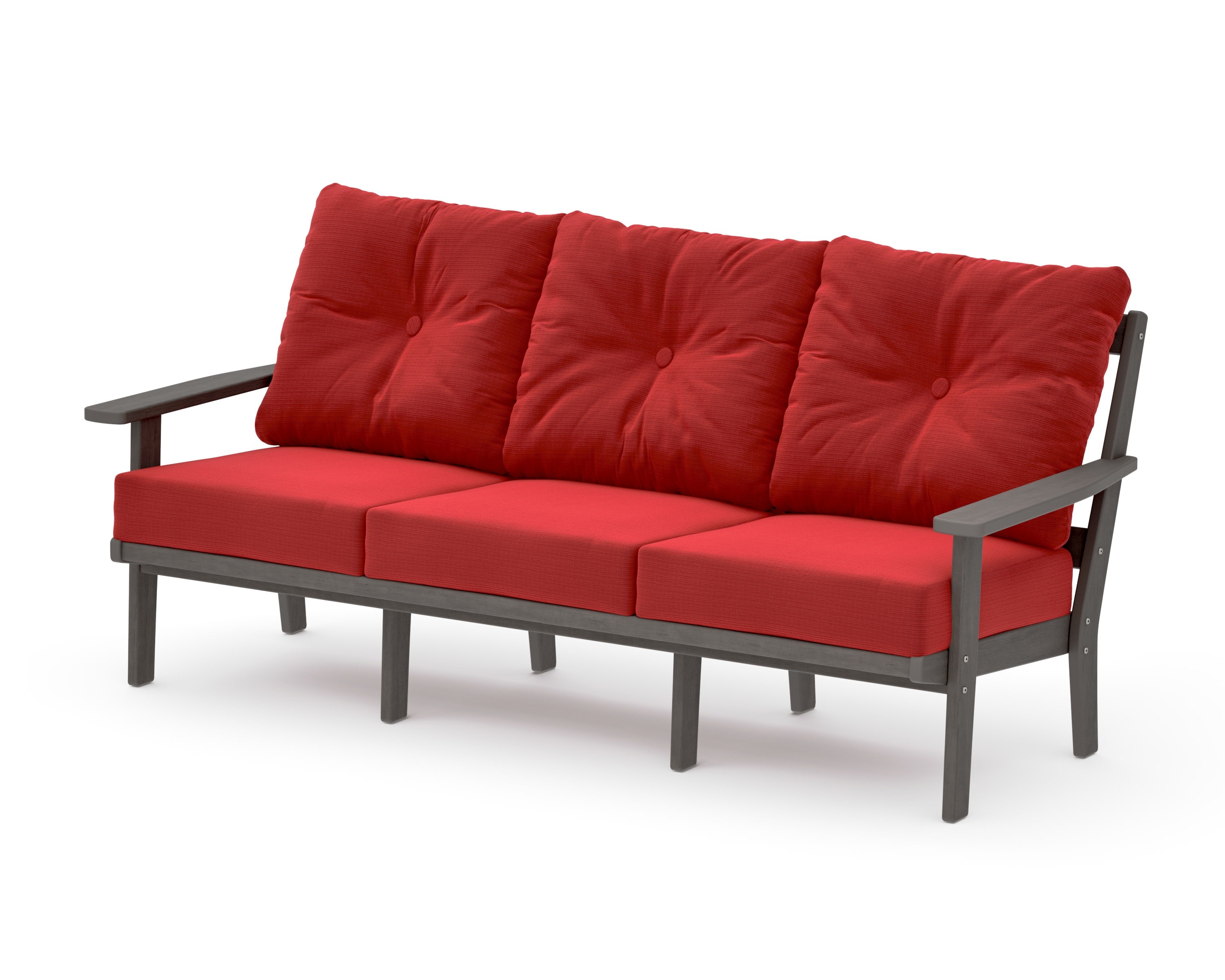 PrairieDeep Seating Sofa in Driftwood / Crimson Linen