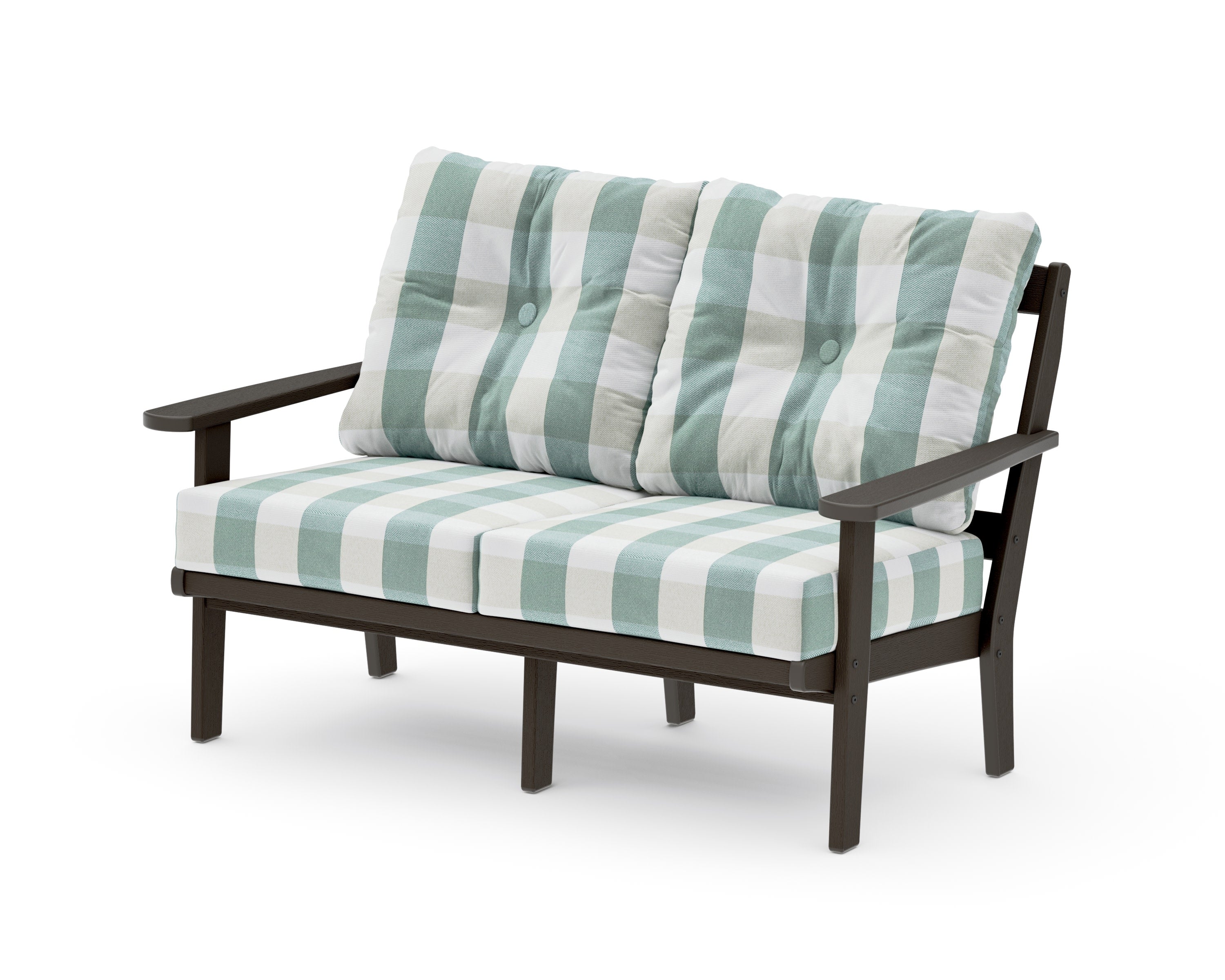 Mission Deep SeatingLoveseat in Vintage Coffee / Buffalo Plaid Glacier Spa