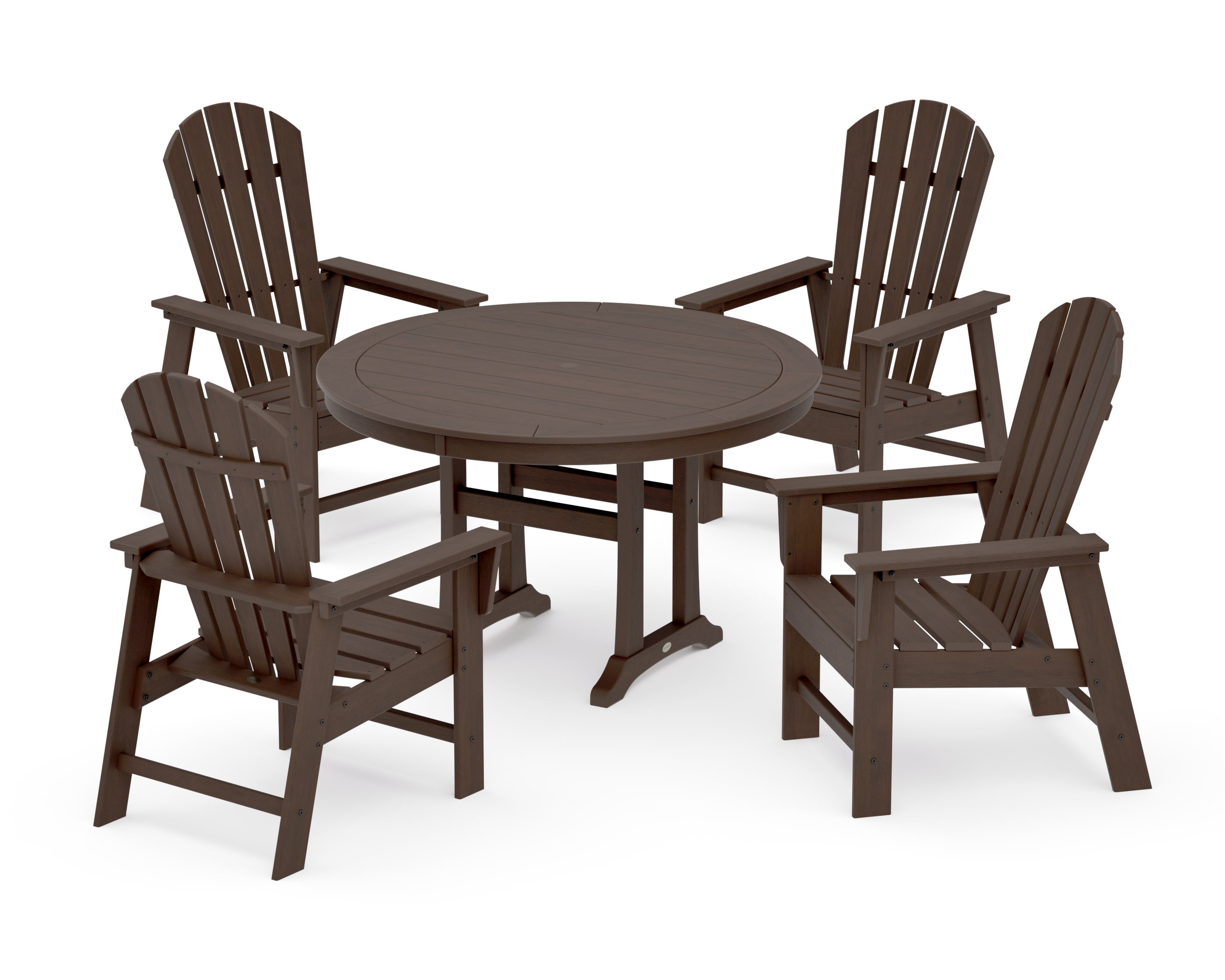 South Beach 5-Piece Round Dining Set with Trestle Legs in Kona
