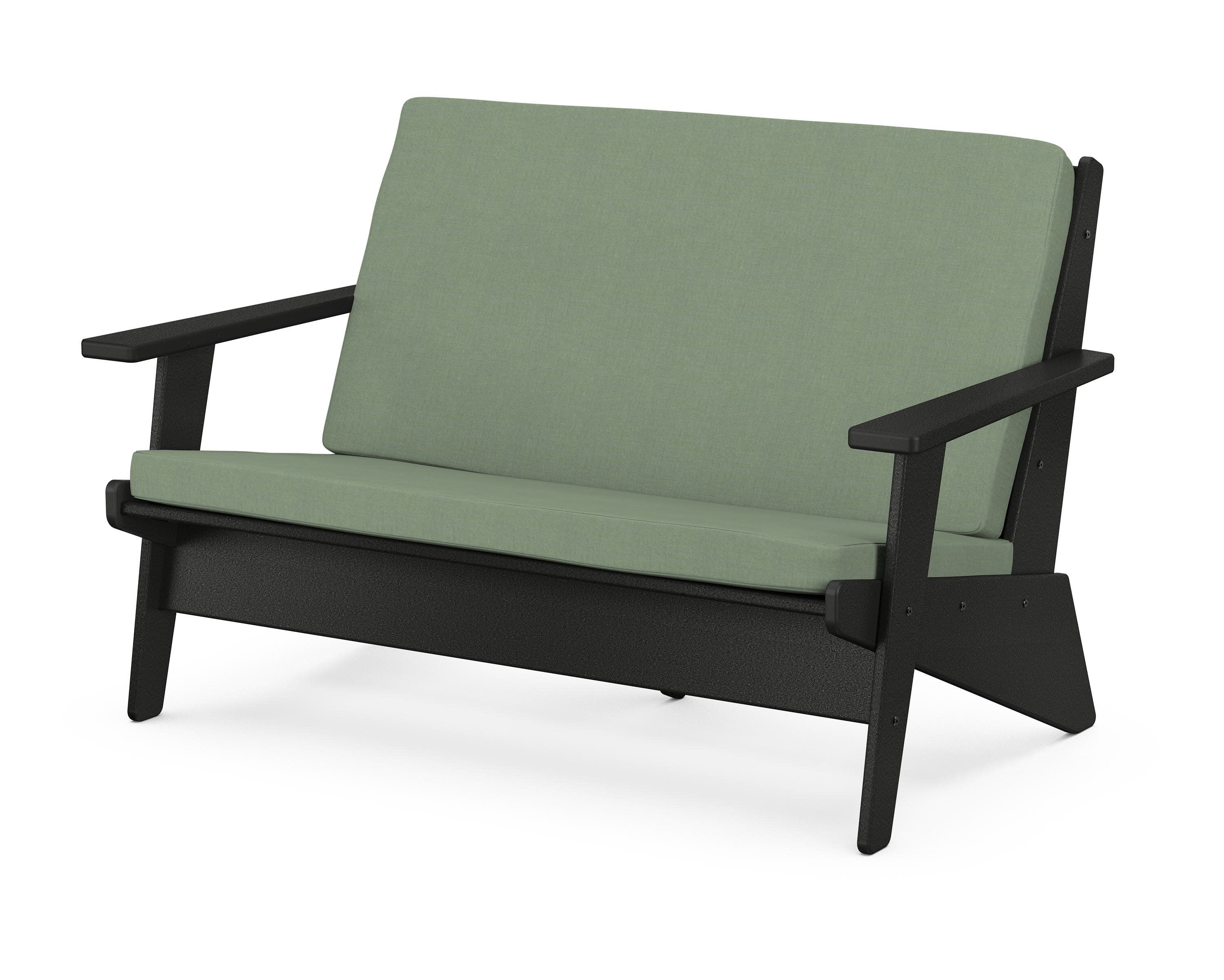 Riviera Modern Lounge Loveseat in Black / Exhale Rainwashed