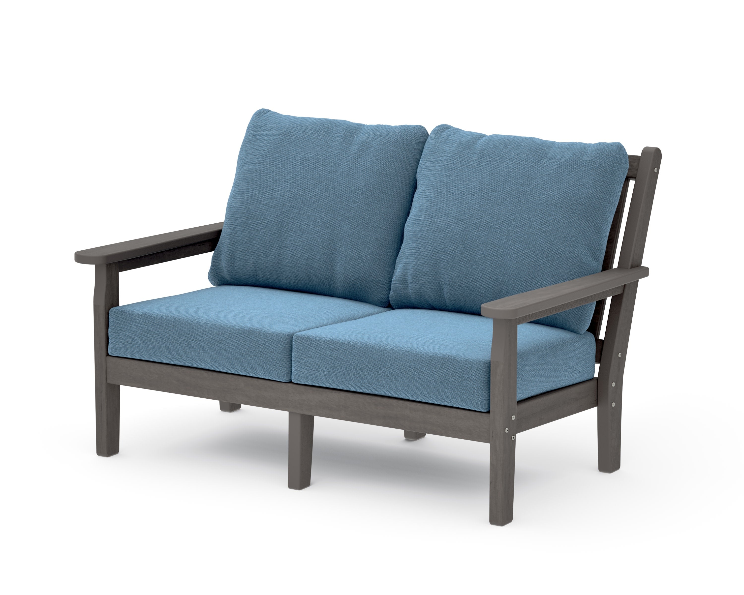 Chippendale Deep Seating Loveseat in Driftwood / Sky Blue