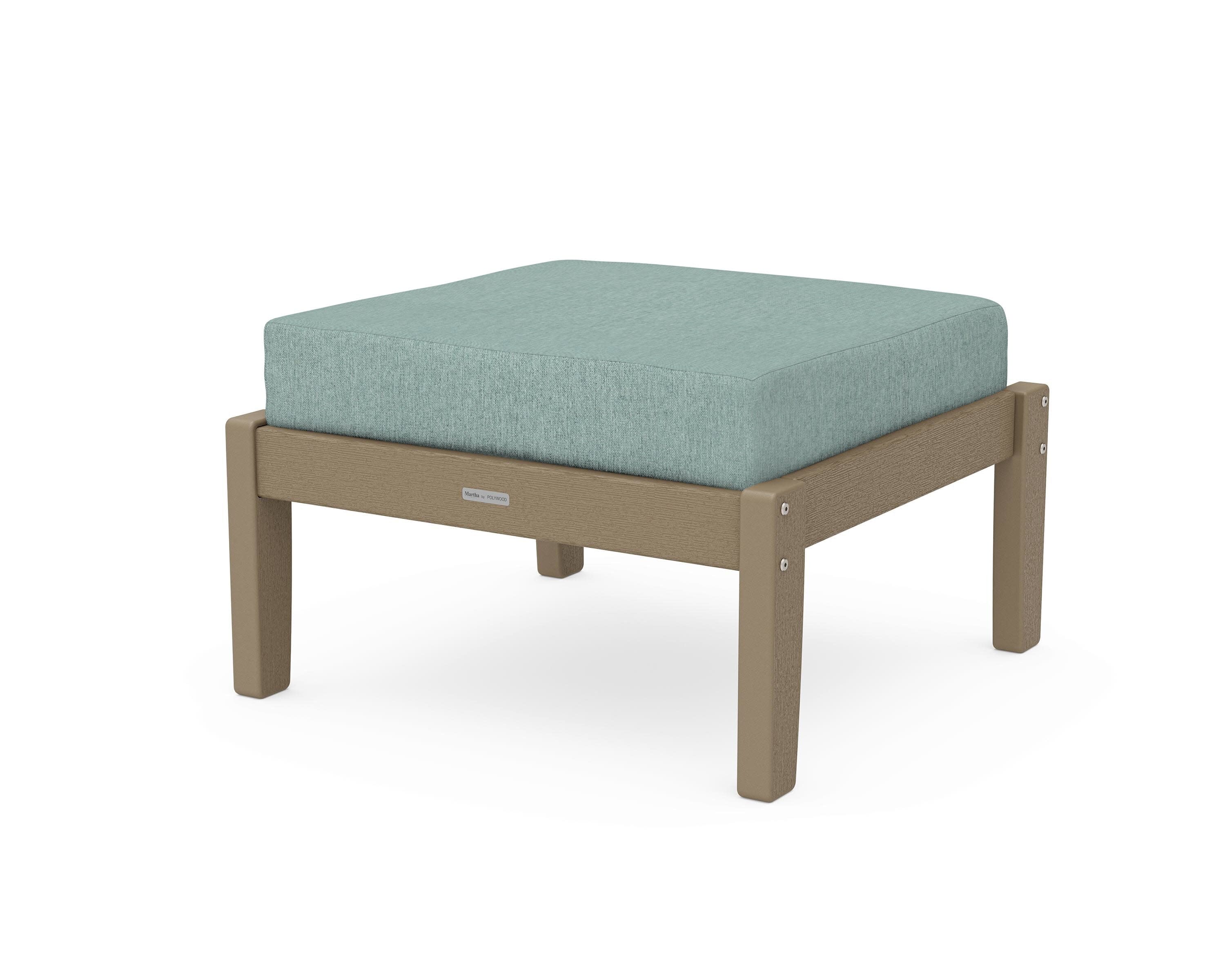Chinoiserie Deep Seating Ottoman in Vintage Sahara / Glacier Spa