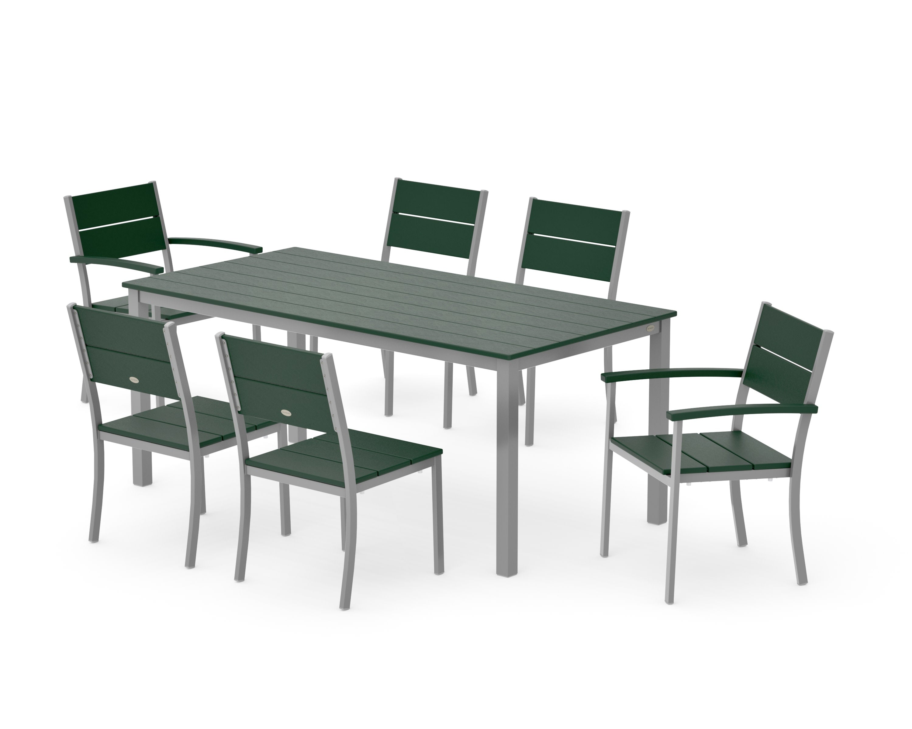 Main Street 7-Piece Dining Set in Silver / Green
