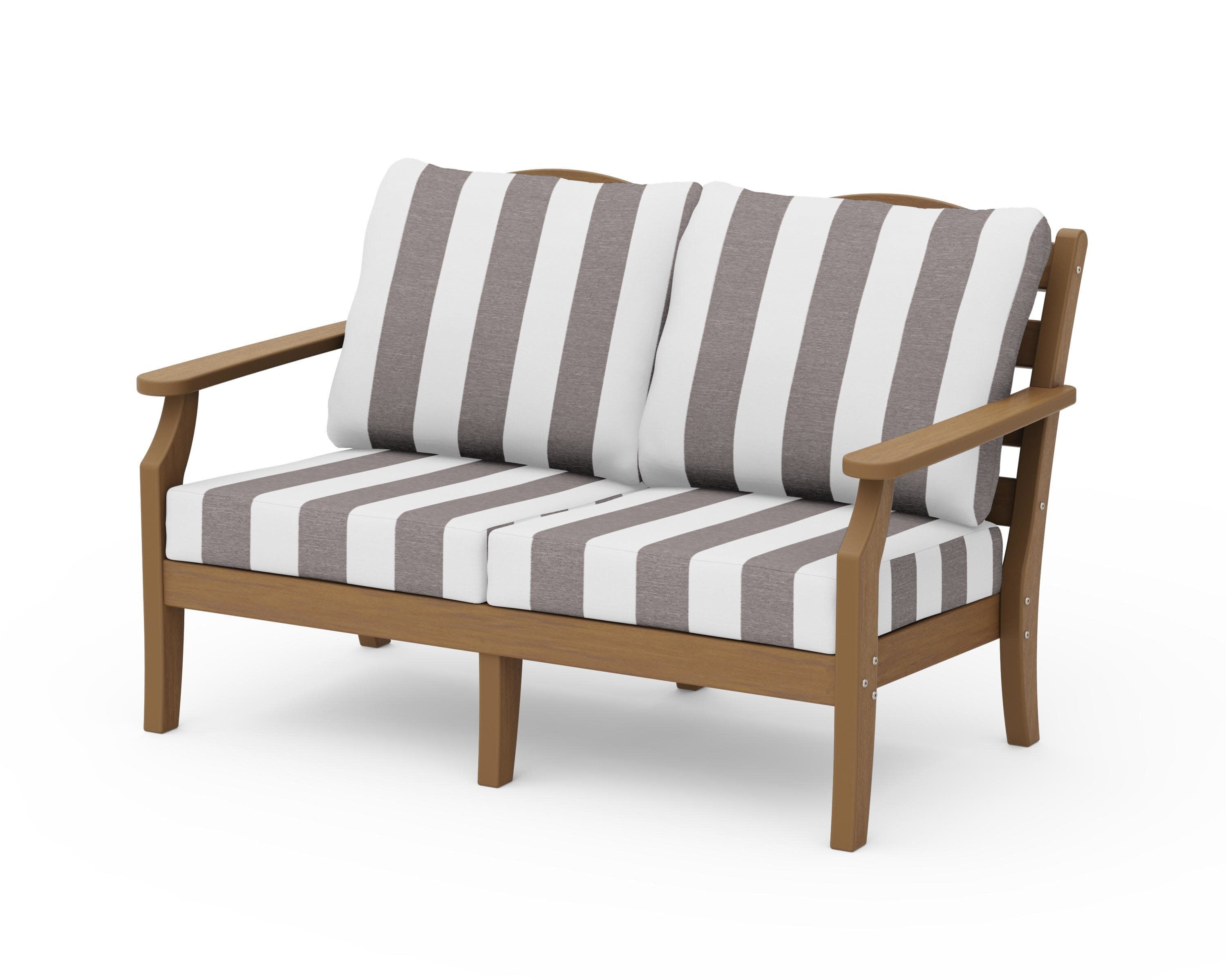 Savannah Deep Seating Loveseat in Natural / Cabana Stripe Grey Mist