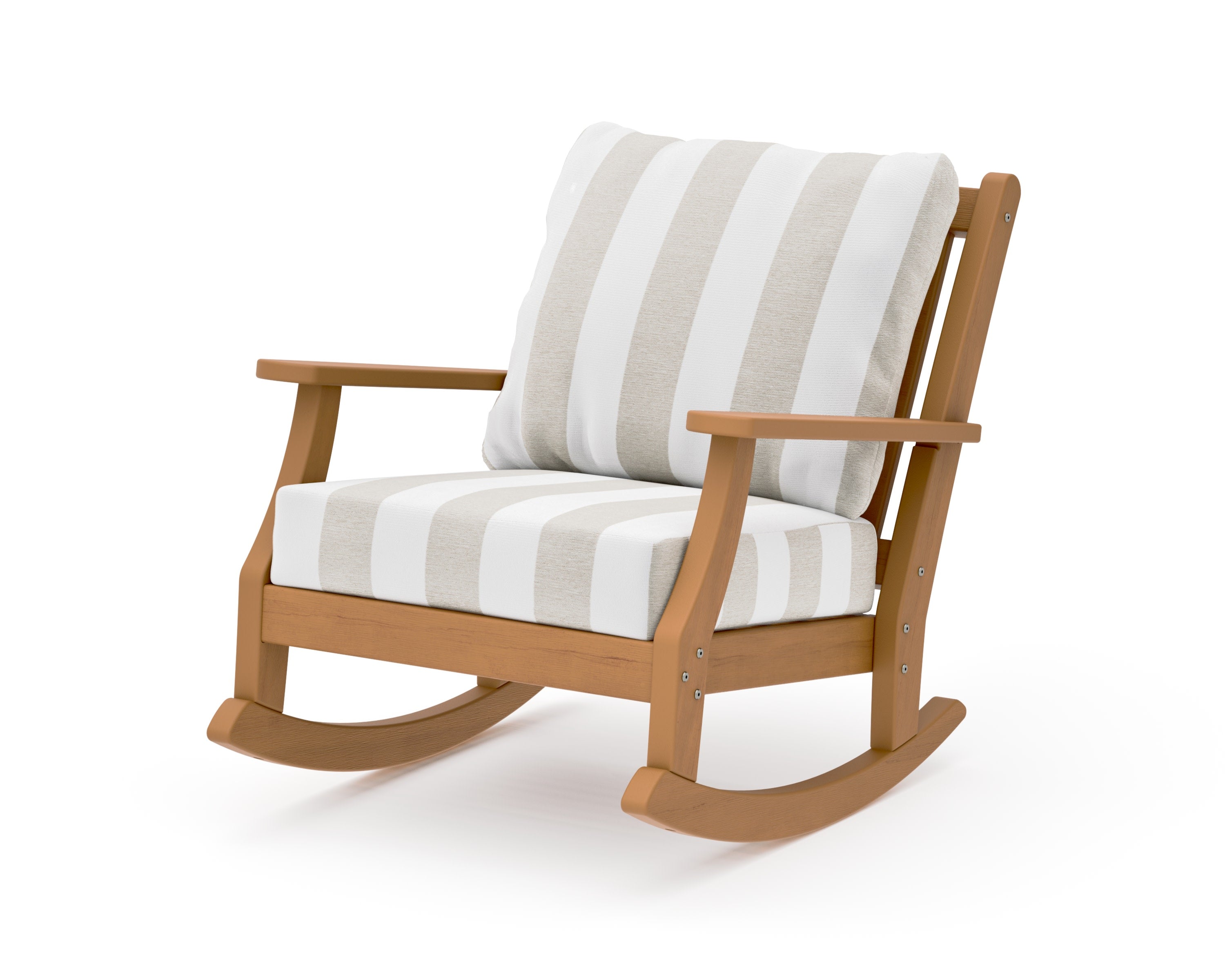 Wovendale Deep Seating Rocking Chair in Natural / Cabana Stripe Dune Burlap