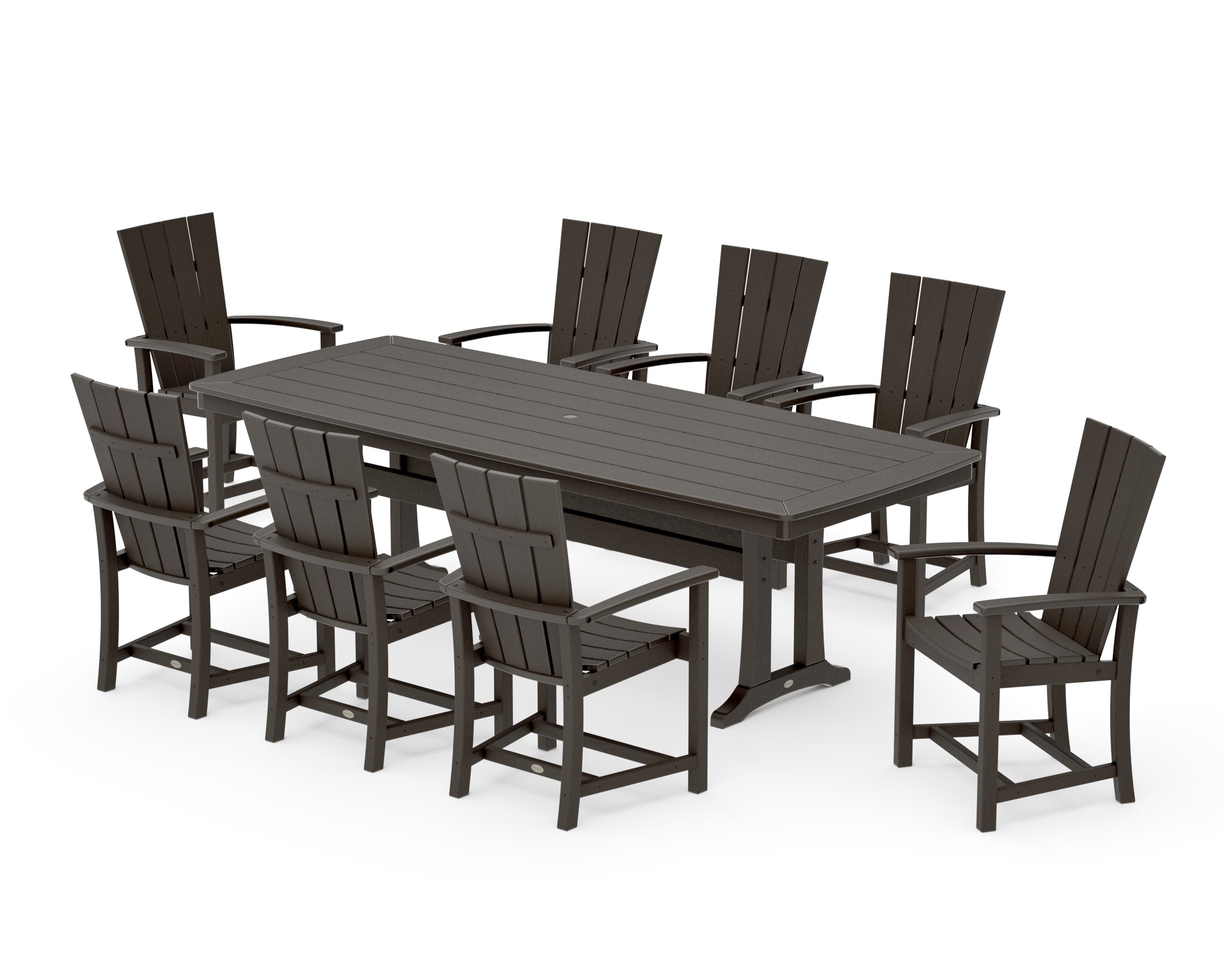 Quattro Adirondack 9-Piece Dining Set with Trestle Legs in Vintage Coffee
