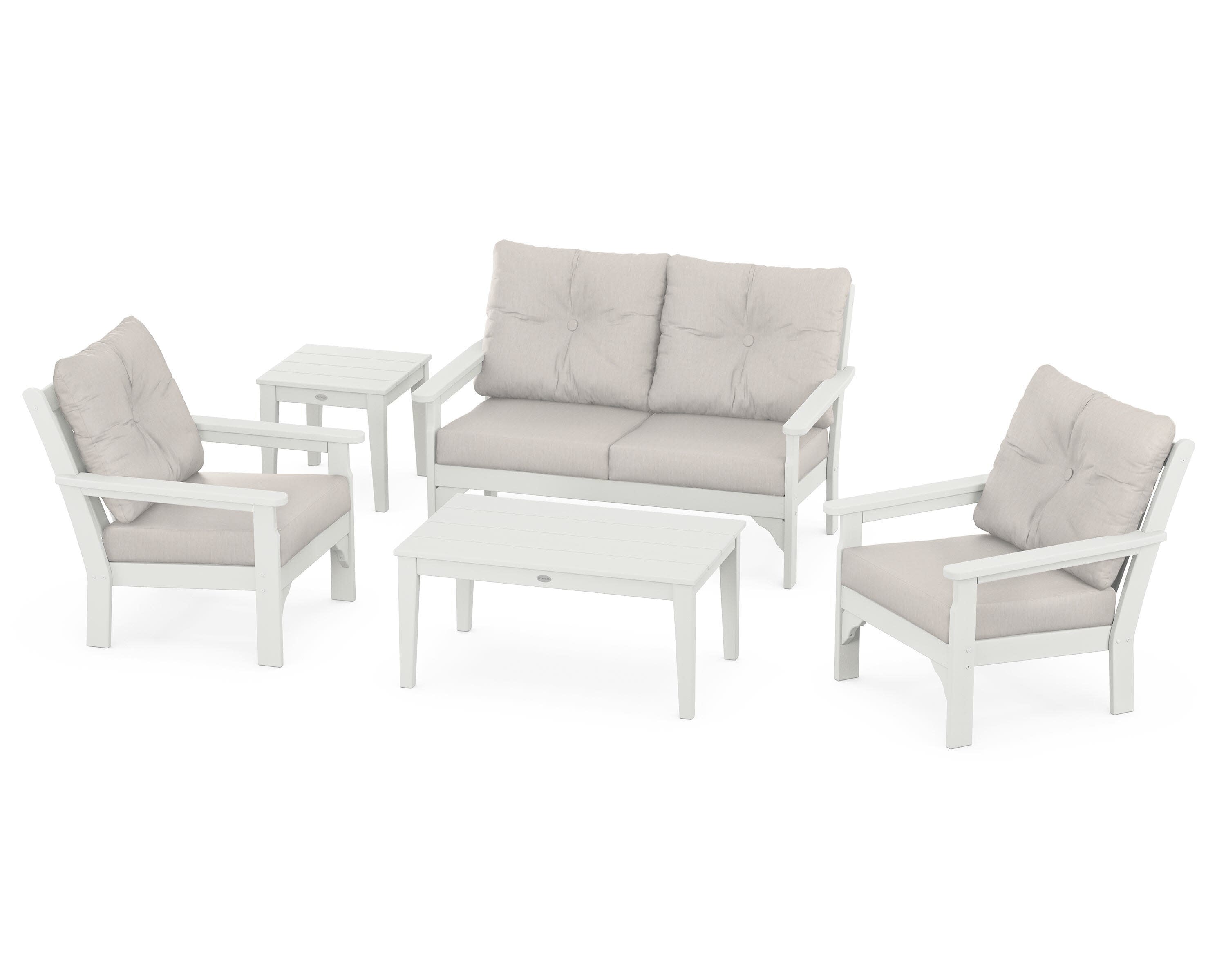 Vineyard 5-Piece Deep Seating Set in Vintage White / Cast Ash