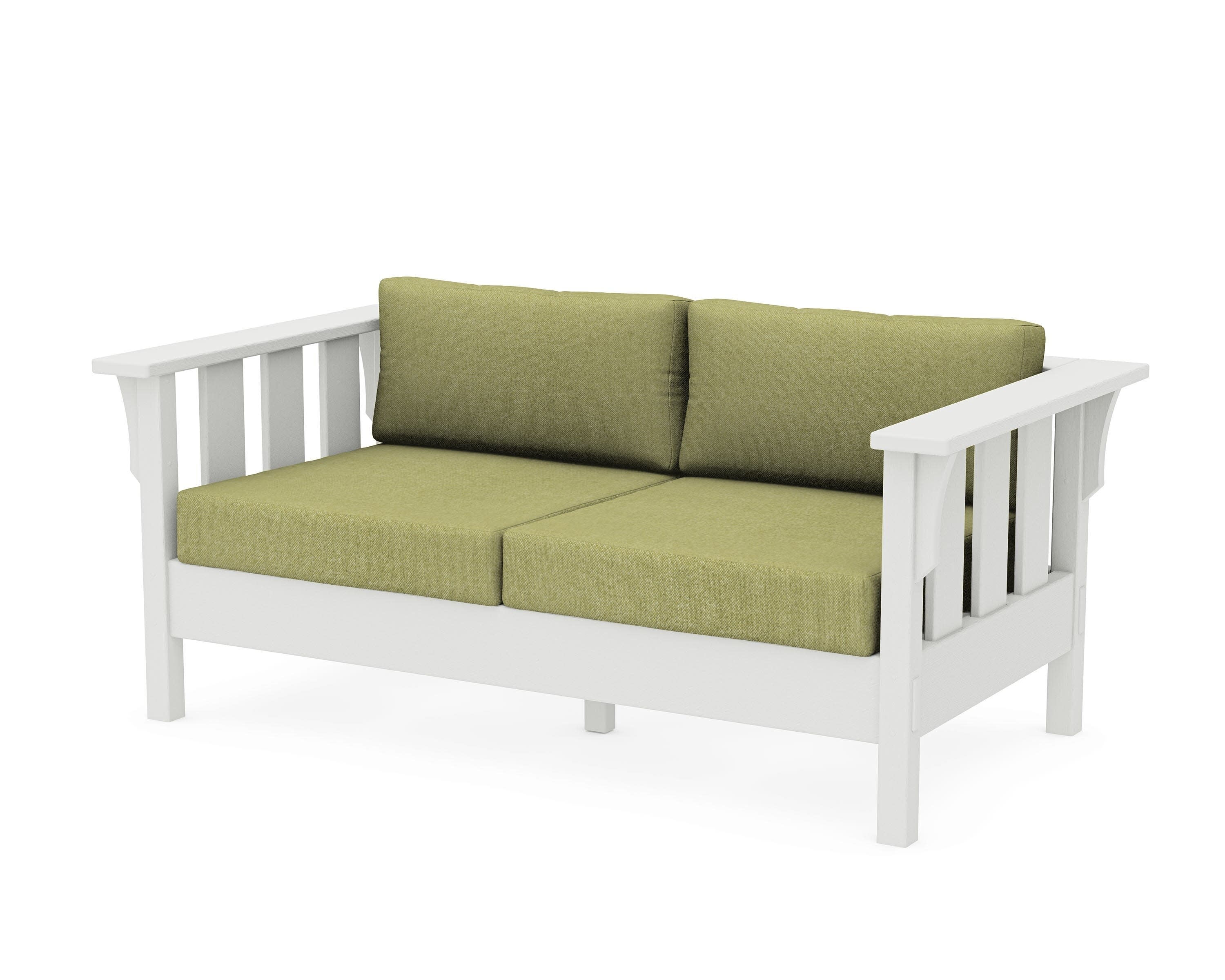 Acadia Deep Seating Loveseat in Vintage White / Chartreuse Boucle