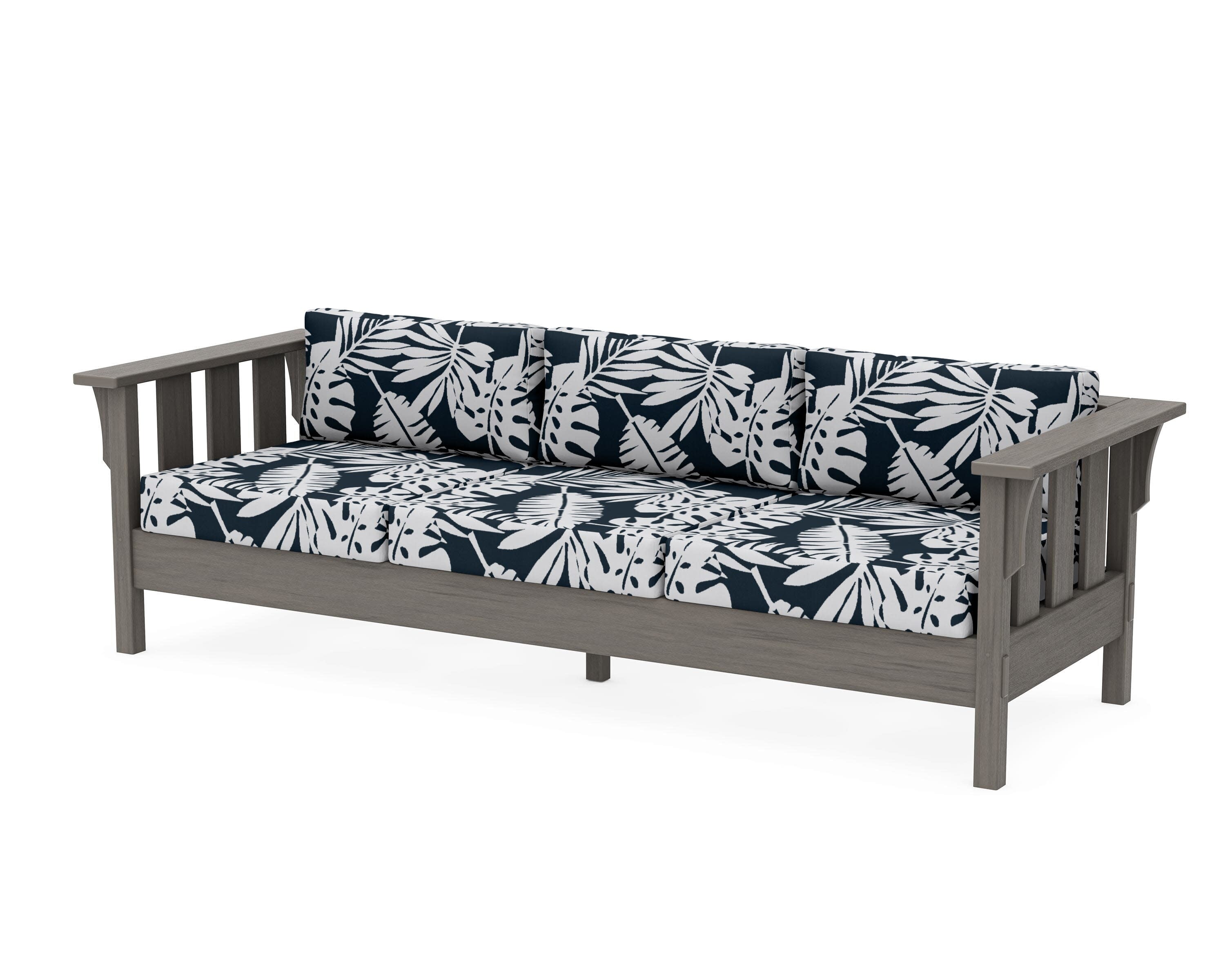 Acadia Deep Seating Sofa in Driftwood / Leaf Marine Indigo