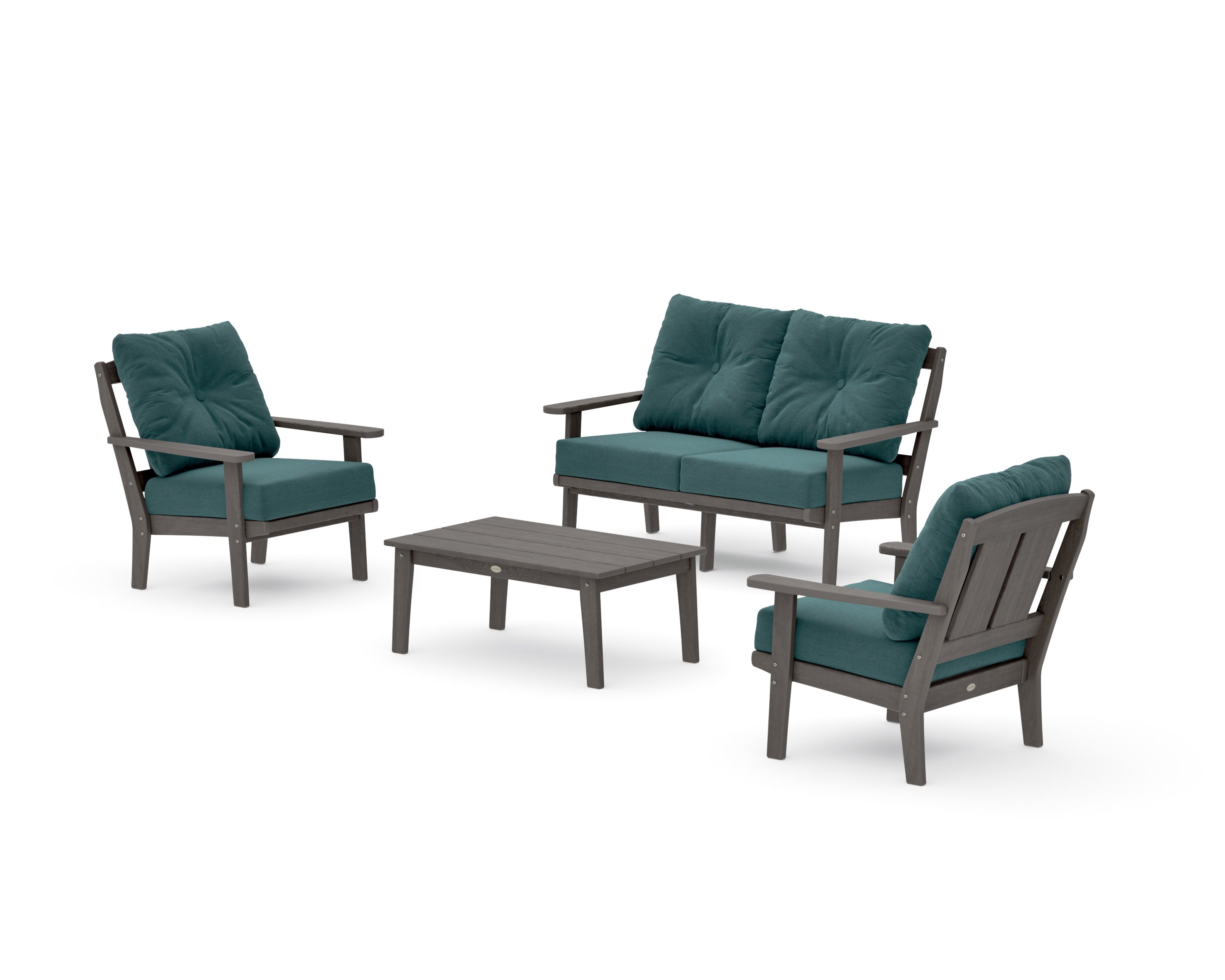 Mission 4-Piece Deep Seating Set with Loveseat in Driftwood / Ocean Teal