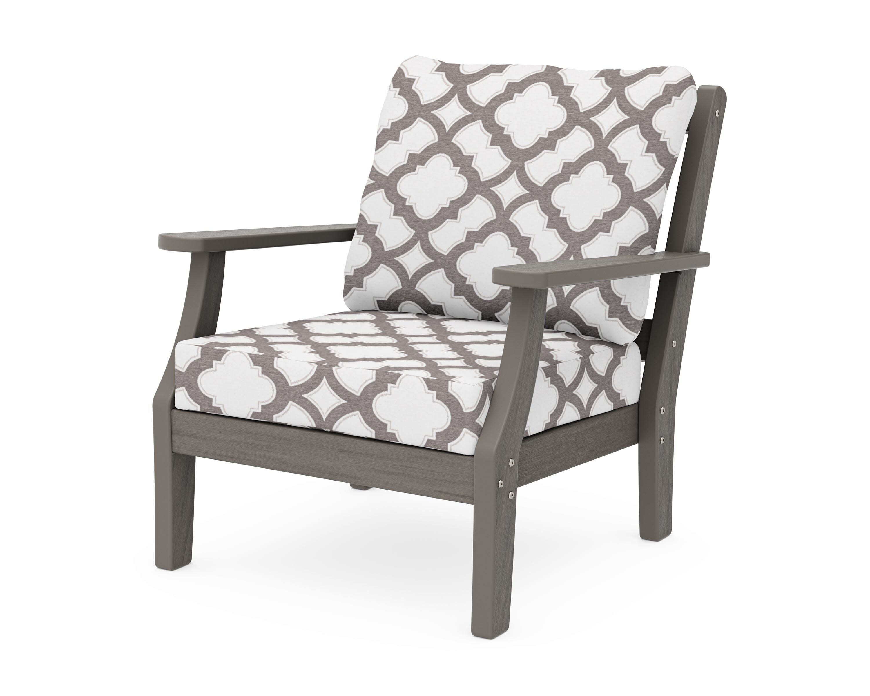 Chinoiserie Deep Seating Chair in Driftwood / Trellis Grey Mist
