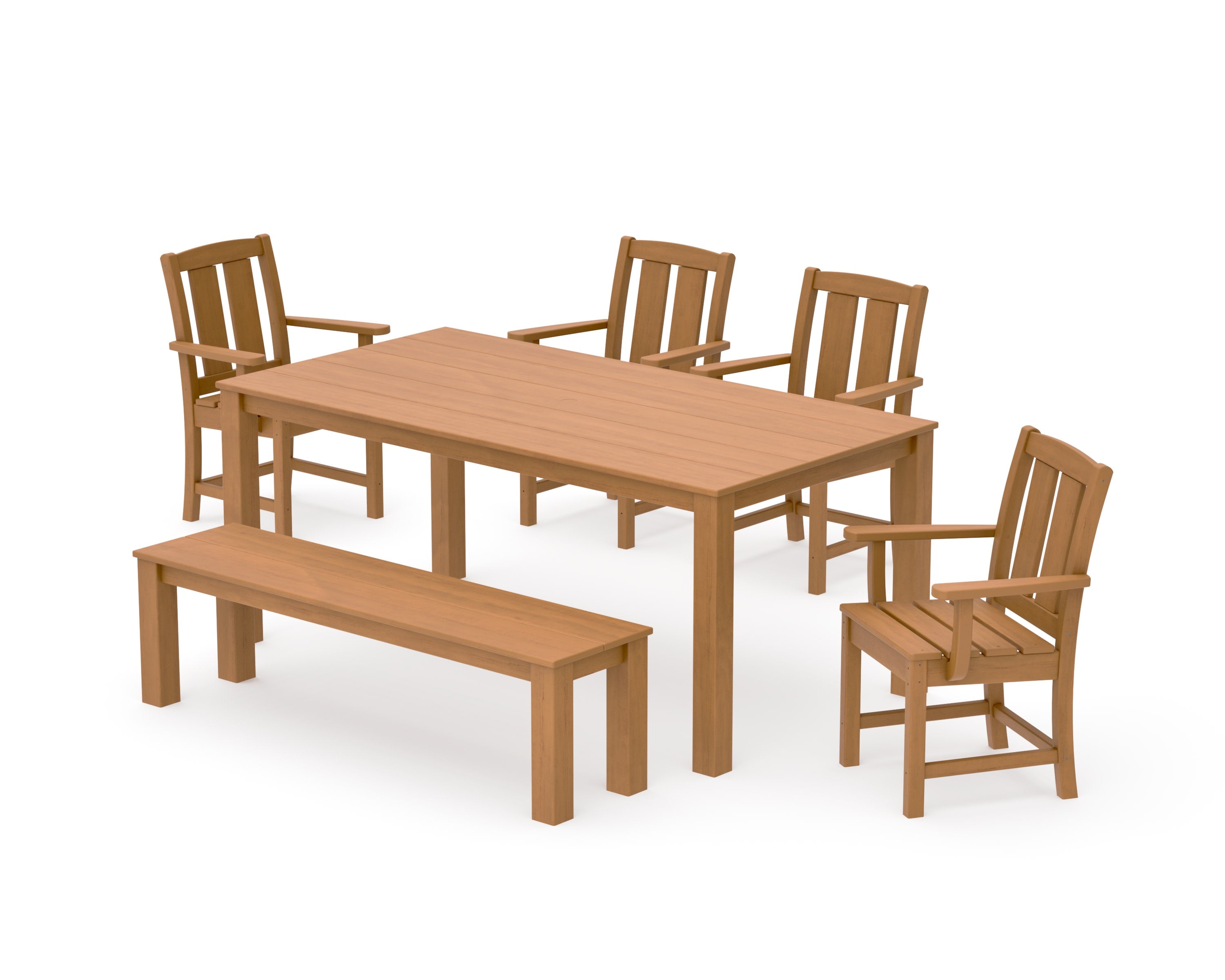 Mission 6-Piece Parsons Dining Set with Bench in Natural