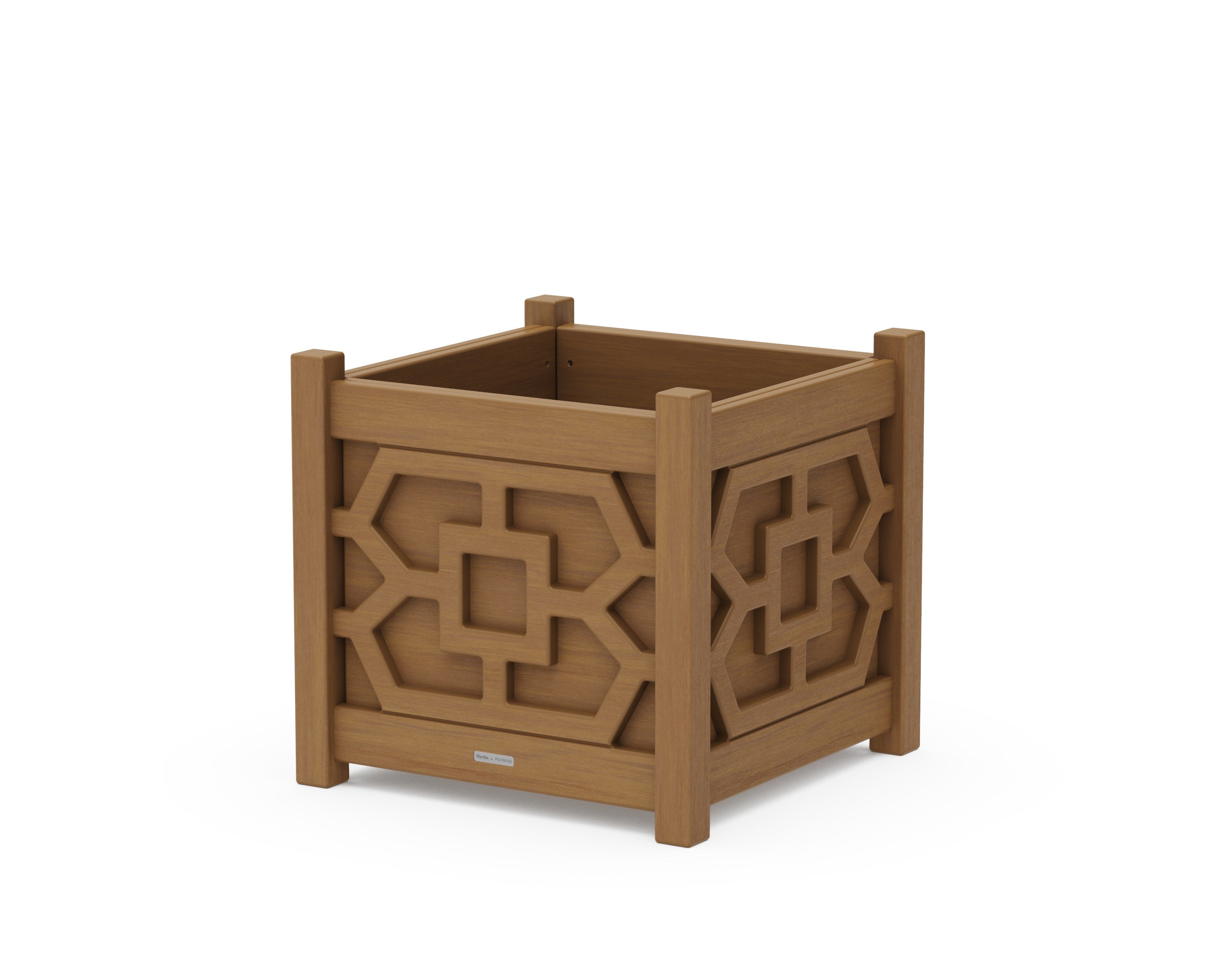 Chinoiserie Large Square Planter Box in Natural
