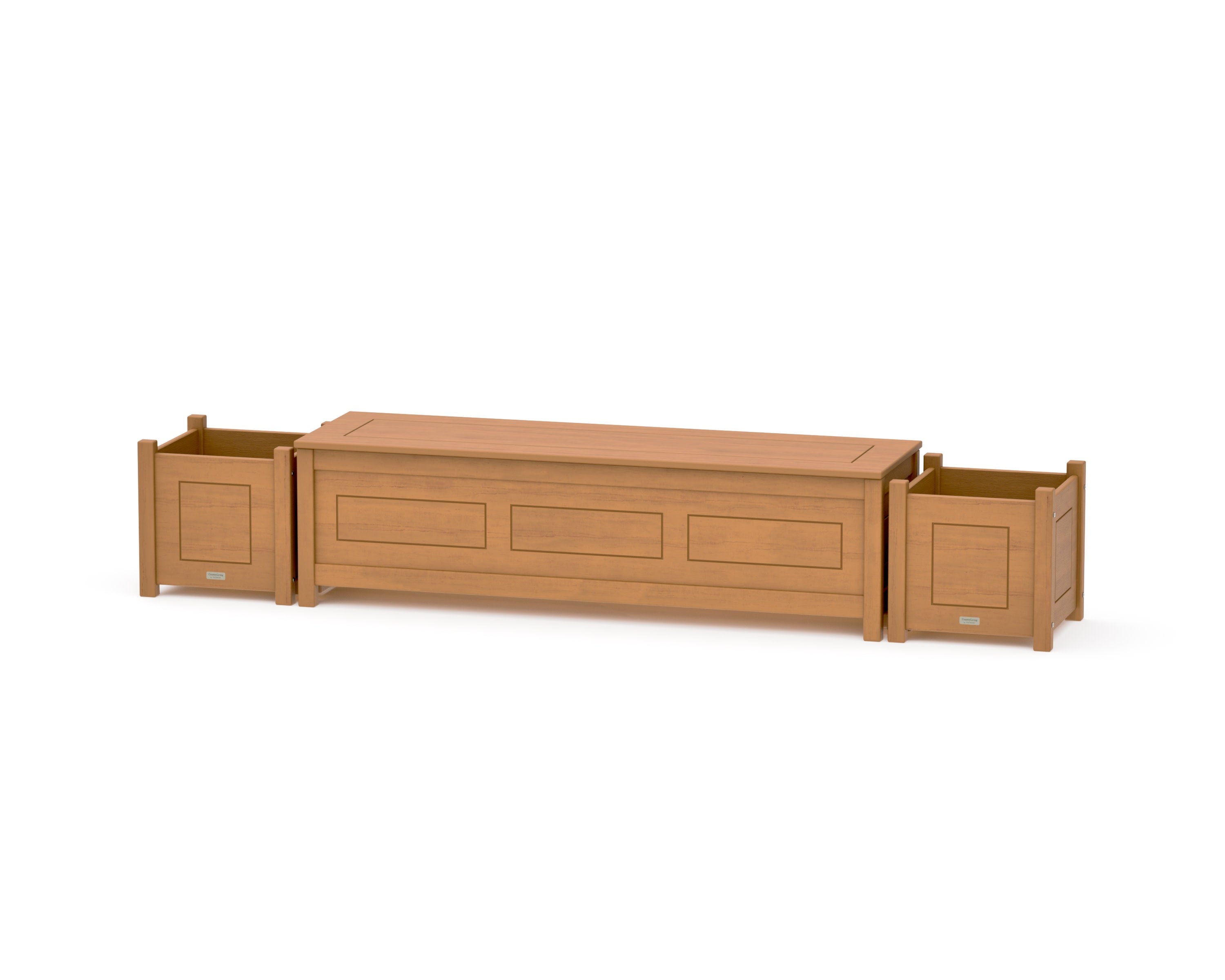 60" Country Living Straight Planter Storage Bench Set in Natural
