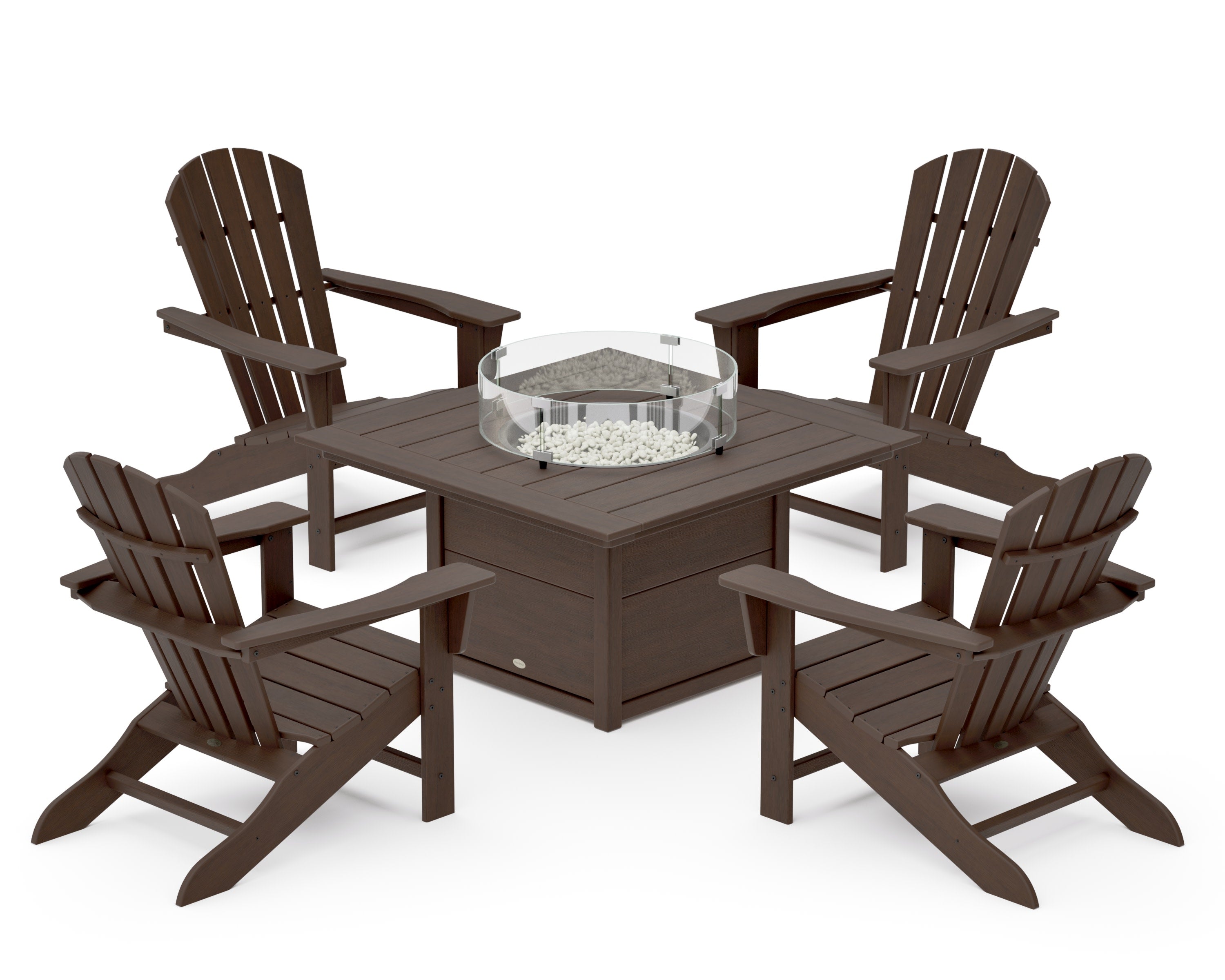 Palm Coast 5-Piece Adirondack Chair Conversation Set with Fire Pit Table in Kona
