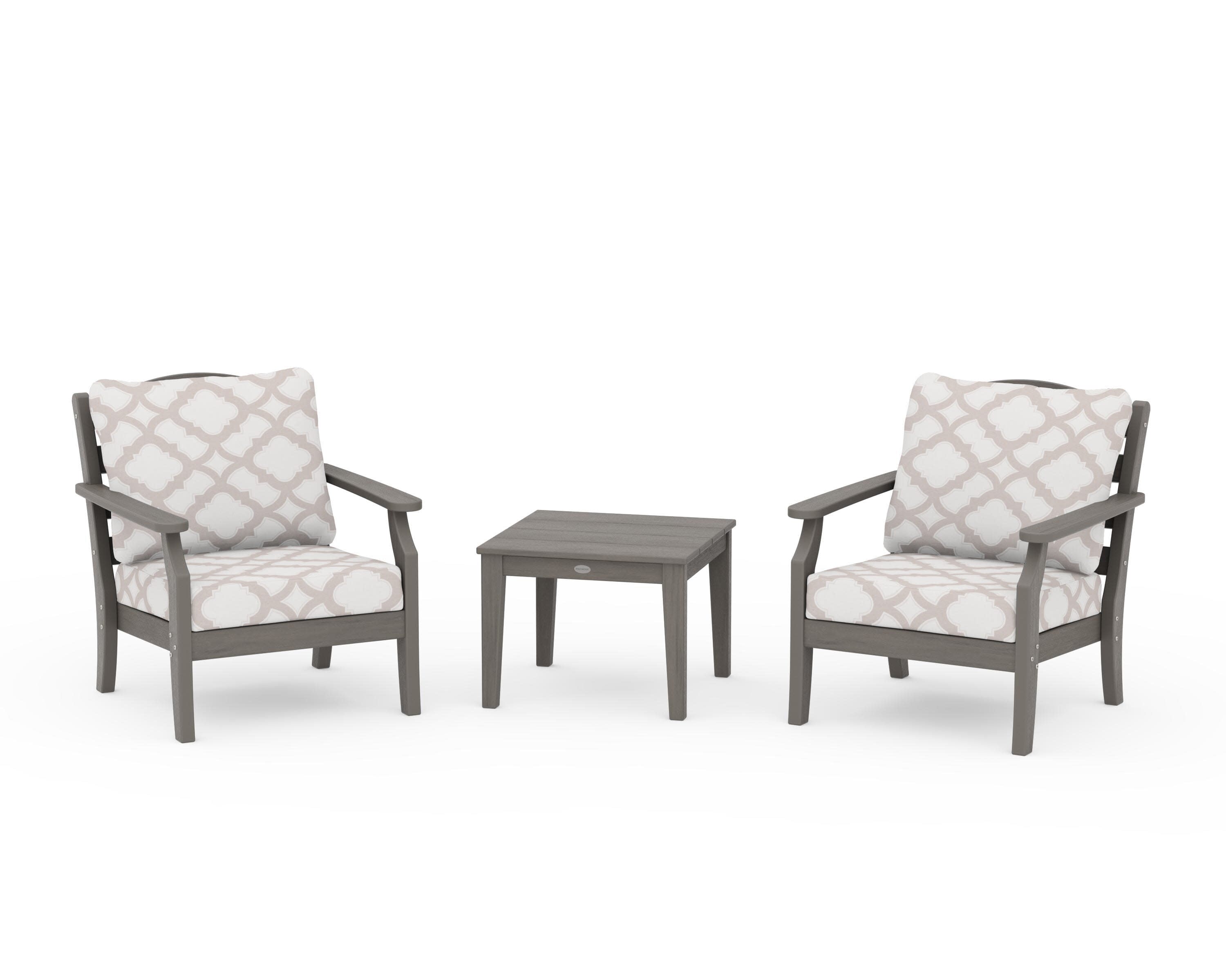 Savannah 3-Piece Deep Seating Set in Driftwood / Trellis Dune Burlap