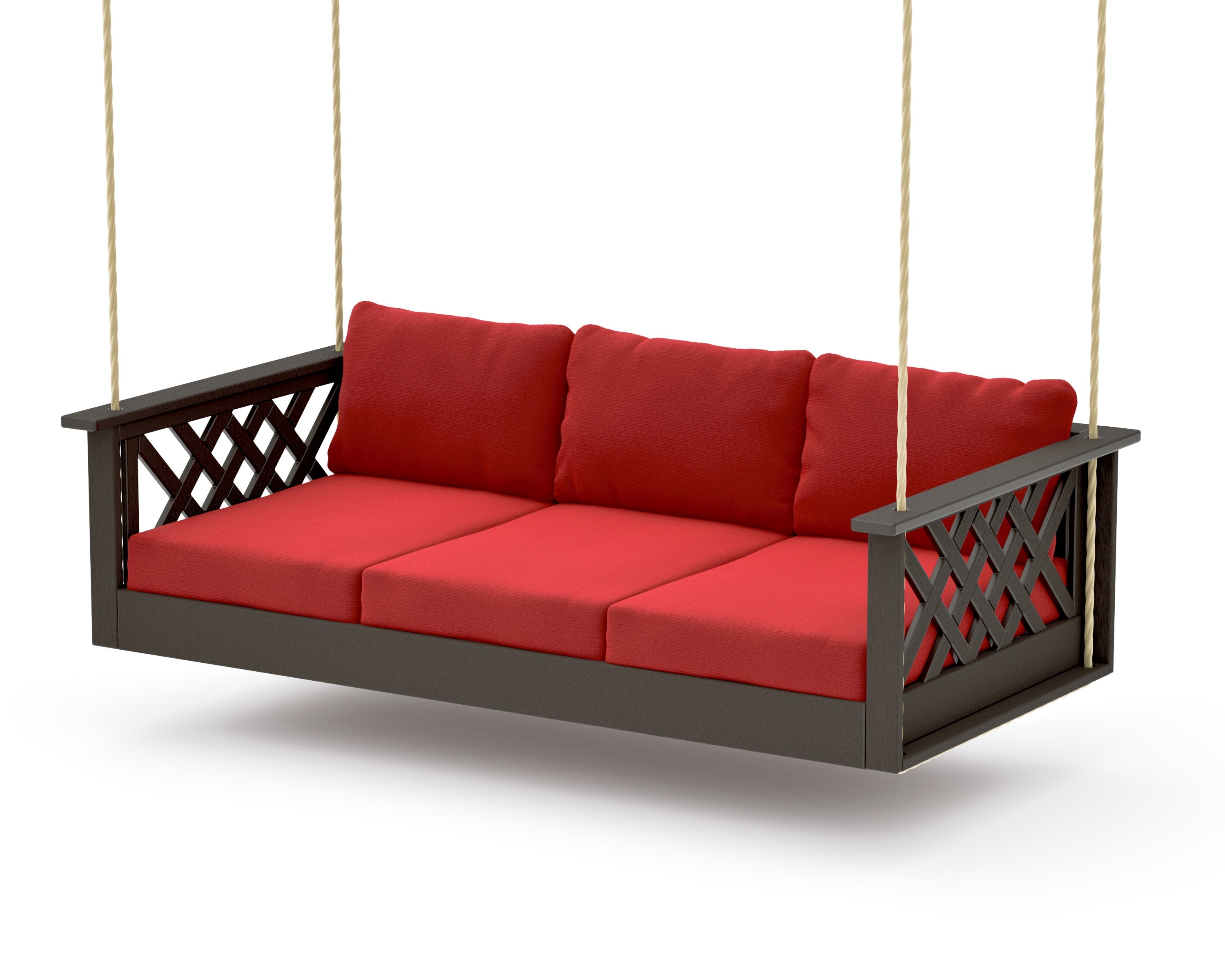 Wovendale Daybed Swing in Vintage Coffee / Crimson Linen